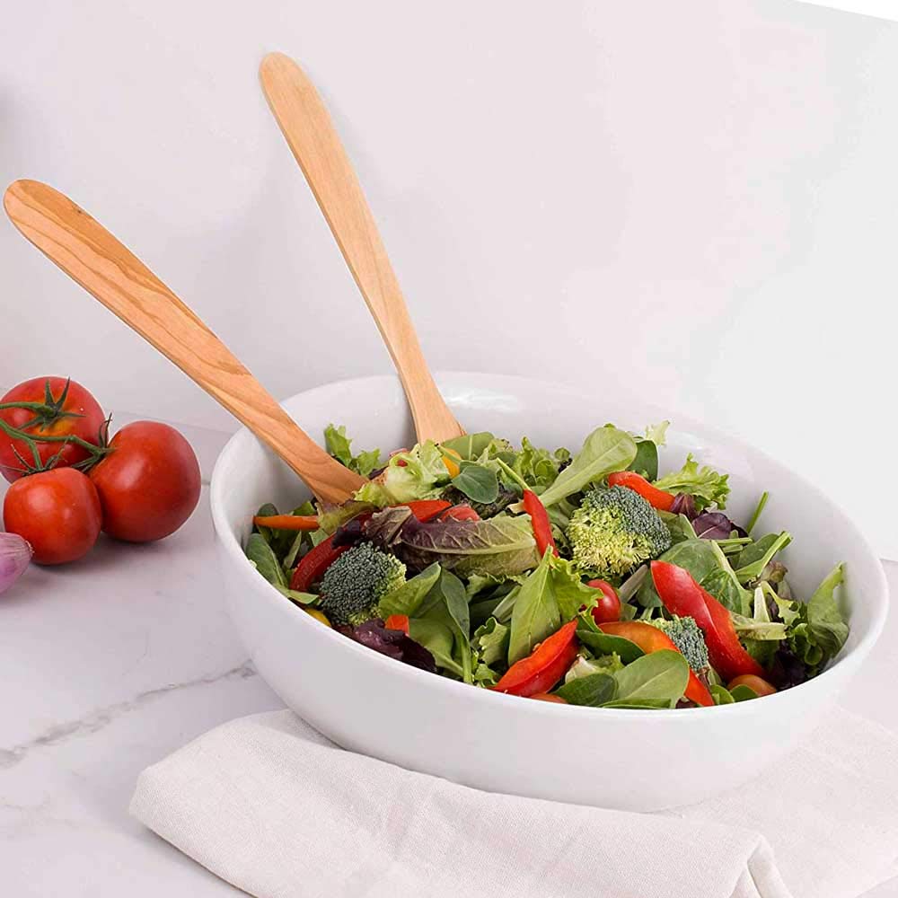 Eddington Italian Olive Wood Salad Server, Handcrafted in Europe, 2-Piece Set, 13-Inches