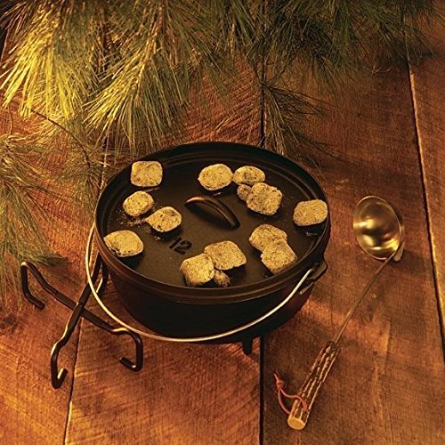 Lodge Seasoned Cast Iron Camp Dutch Oven with Lid - 6 Quart - Dual Handles - Seasoned Cast Iron Cookware with Steel Handle & Strong Lid for Heavy- Duty Camping Cookware