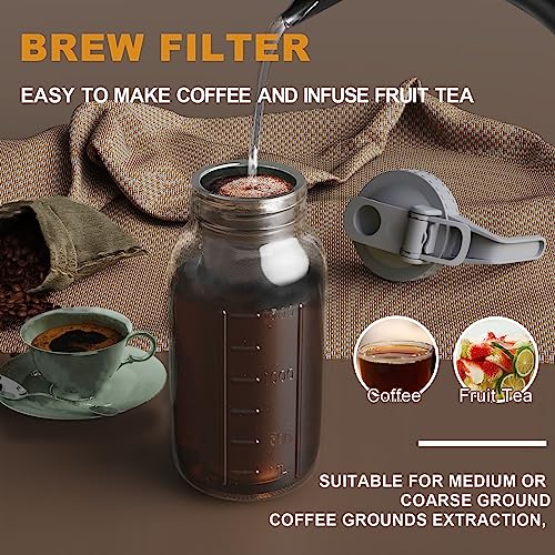JunVpic Cold Brew Coffee Maker, 32 oz Glass Mason Jar Pitcher