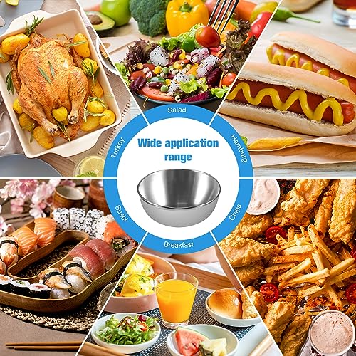 zzhxkjhky 20 Pack 3.2 inch Stainless Steel Sauce Dishes 3.5 oz Mini Individual Saucers Bowl Round Seasoning Dishes Bowl Serving Appetizer Plates for Kitchen Prep Side Dish Soy Sauce Sushi Dip (20)