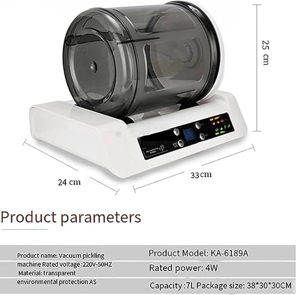 Wrobelax Commercial Vacuum Tumbler Marinating Machine for Meat&Vegetable,7l Large Capacity Pickling Barrel & 0-10h Timer Setting,for Beef Pork Mutton Chicken