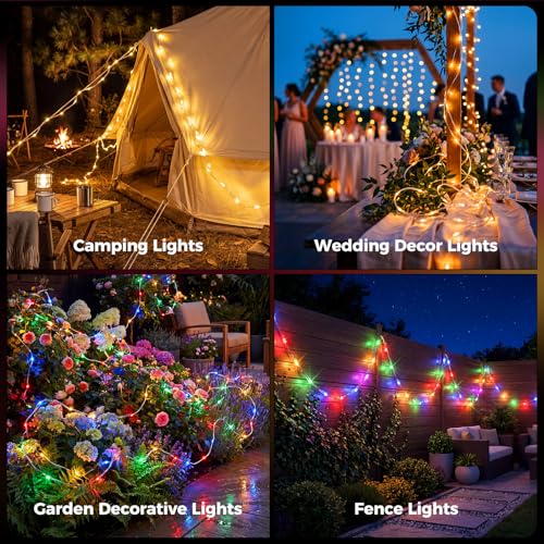 Sumapner Solar LED Rope Light for Outdoor Rugs, 36FT Patio Rug Lights with Warm White & Multicolor, 13 Modes, Solar & USB Rechargeable, Remote Timer, IP67 Waterproof, 24 Rug Clips Included