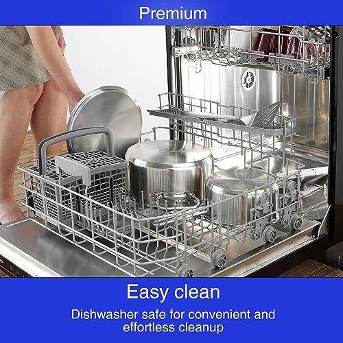 Stainless Steel Cookware Pasta Pot by Cyrder – 5 Quart, Strainer in Glass Lid, Two Side Spouts, Capsule Bottom Stock Pot, Durable & dishwasher safe