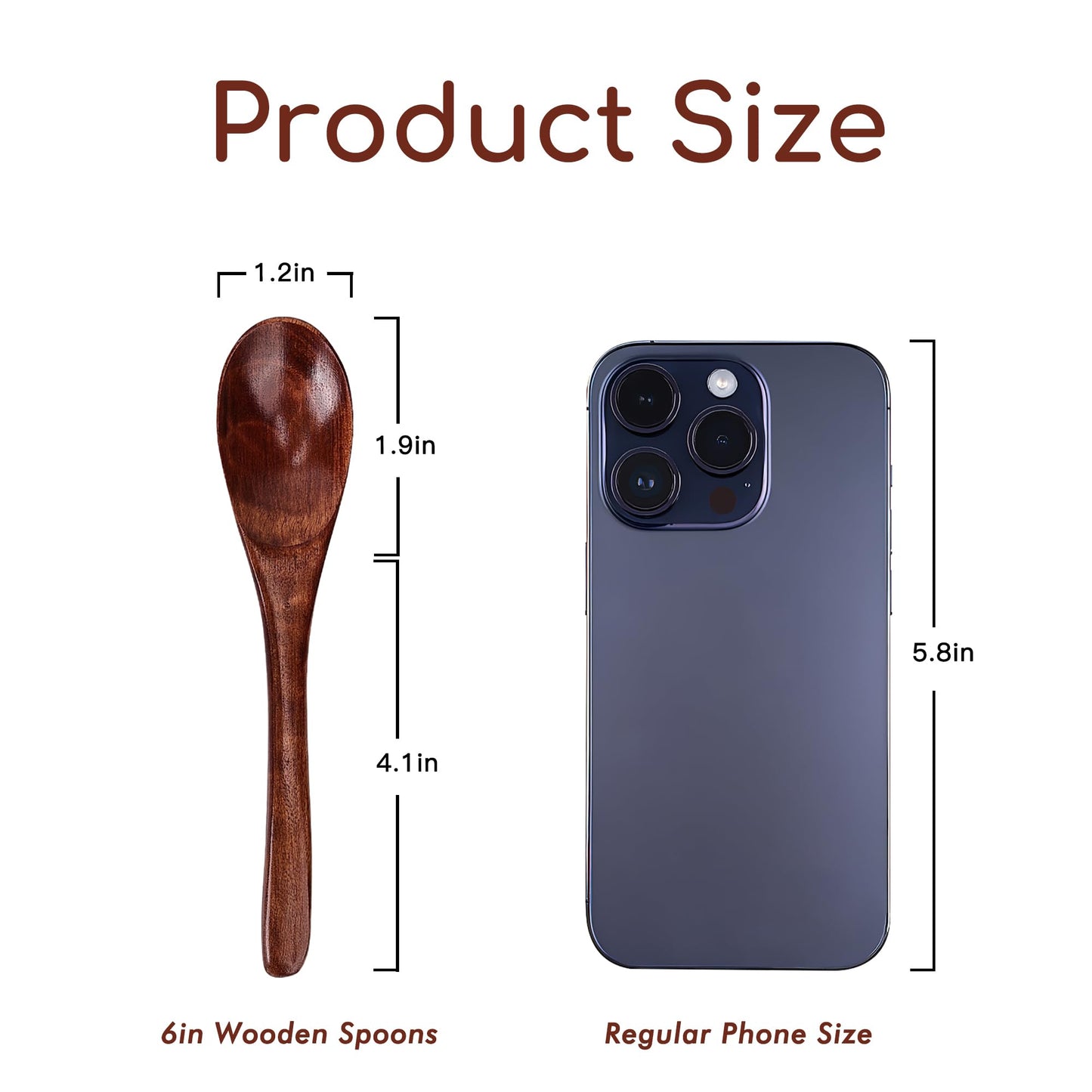 6/9/12in Wooden Spoons, 6pcs Soup Spoons Set, Small Wooden Utensils for Coffee, Tea, Jam, Sugar, Ice Cream and Bath Salts (6pcs 6in) - CookCave