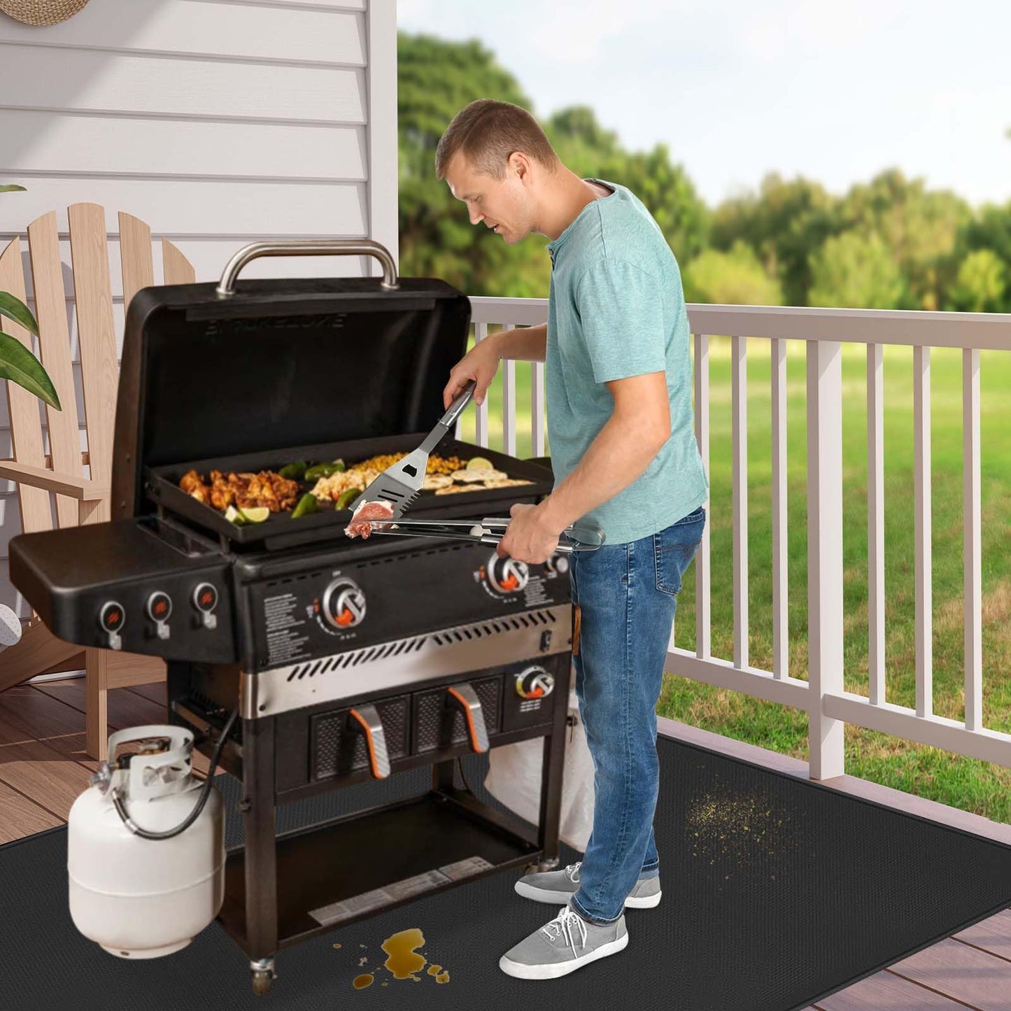 70 x 48 in Grill Mats for Outdoor Grill Compatible with Blackstone 28in & 36in Griddle, Fireproof Griddle Mats for Grilling to Protect the Deck, Griddle Accessories Compatible with Blackstone - 0.6mm - CookCave