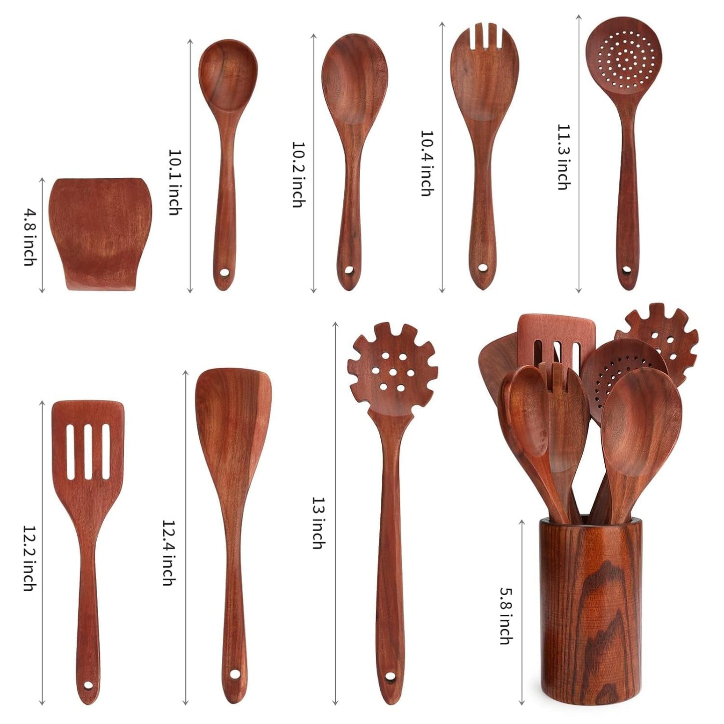 Wooden Cooking Utensils Set,Wooden Spoons for Cooking,16-Piece Wooden Cookware Set Suitable for Non-Stick Cookware and Pans, Natural Wood Material, Lightweight and Durable