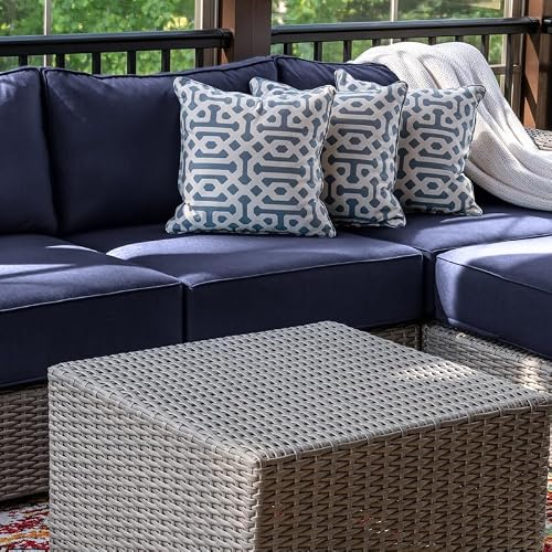 Cethytirko 14 Piece Outdoor Patio Waterproof Cushion Covers, Fits 6-Seat Wicker Rattan Sectional Couch Chair Furniture Cover Replacement Set - Fade-Resistant Patio Cushion Covers with Zipper
