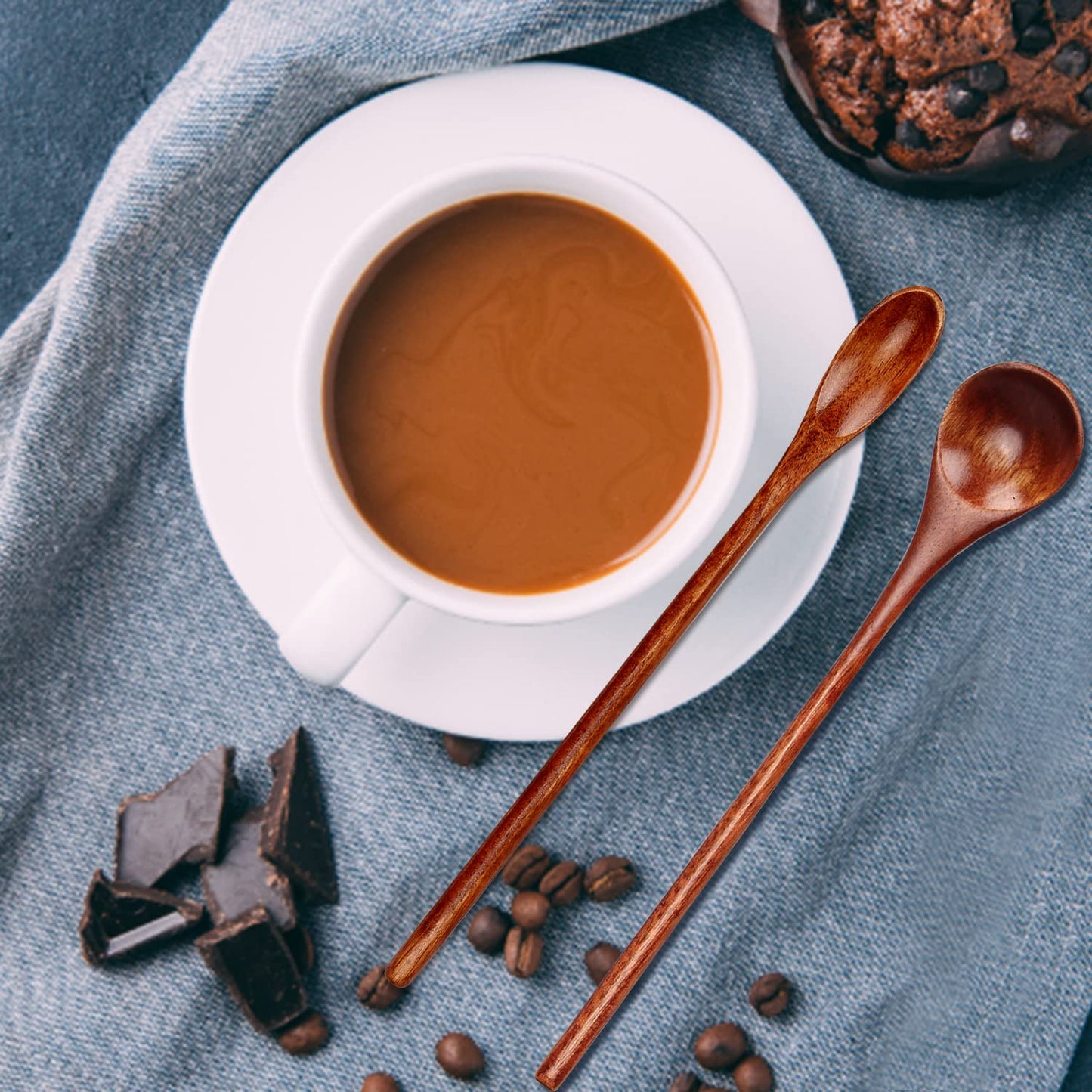 6 Pcs Small Wooden Spoons for Coffee Spoon Jars Tea Wood Teaspoons Tasting Spoon Set Mini Stirring Teaspoon Honey Tiny Mixing Table Stir Spoons for Powder Dessert Kitchen Eating Utensil