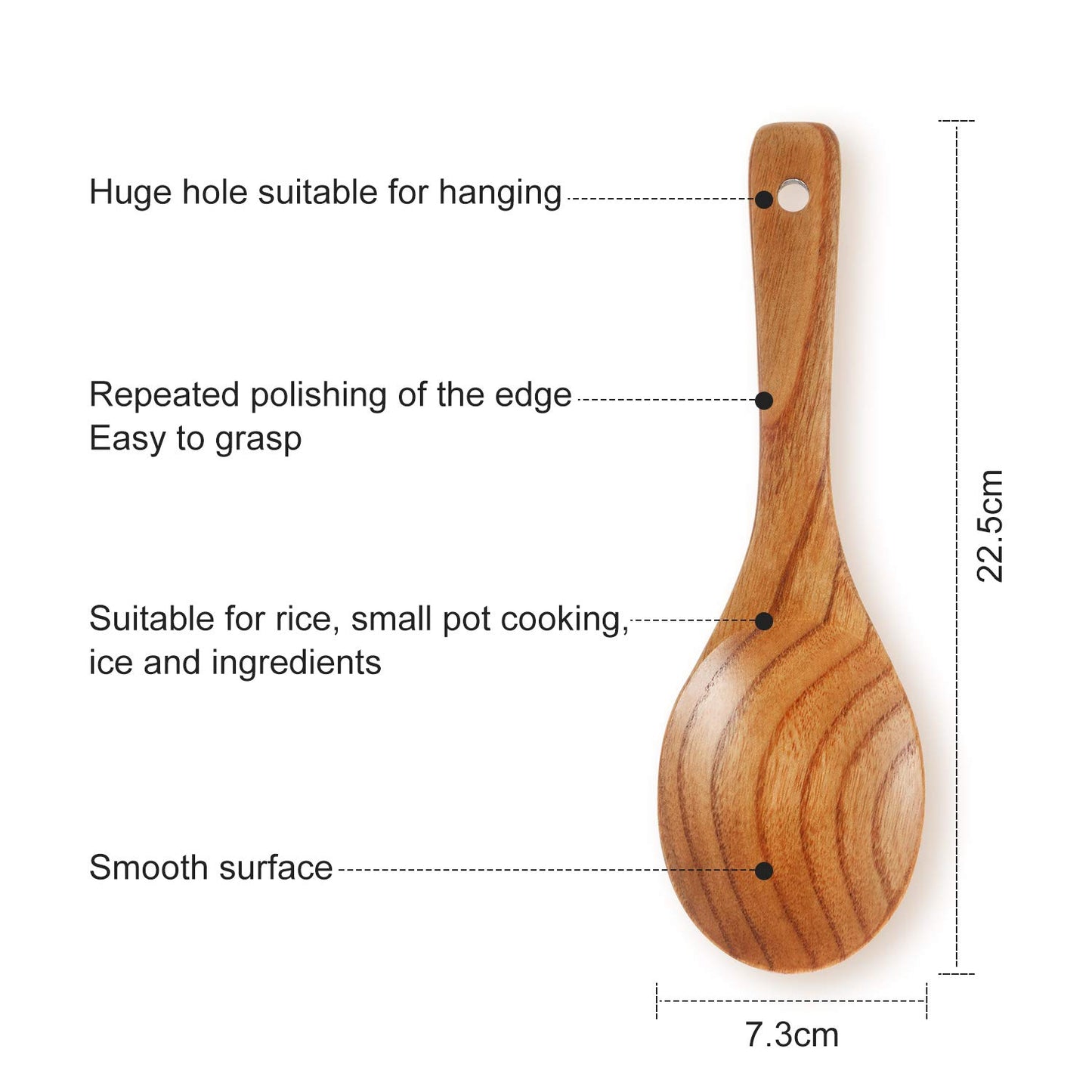 4 Pieces Wooden Spoons Set 9 Inch for Cooking, Serving Salad, Stirring Soup, Rice, Nonstick Heat Resistance Easy to Use