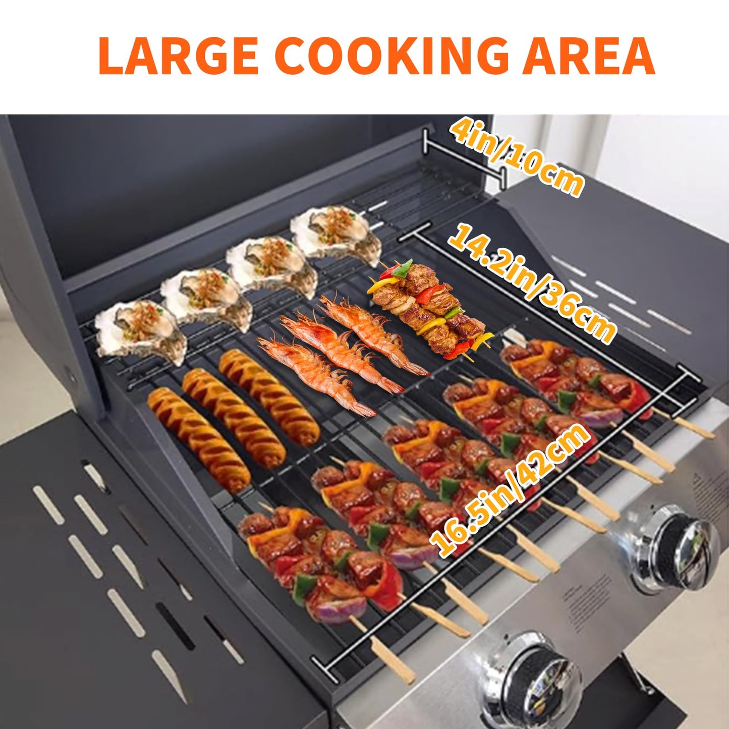 2 Burners Portable BBQ Gas Grill, 20000 BTU Small Camping Barbecue Propane Grills Outdoor Cooking, Built-in Thermometer Stainless Steel Barbeque Propane Grills for Patio/Backyard/Garden/Picnic