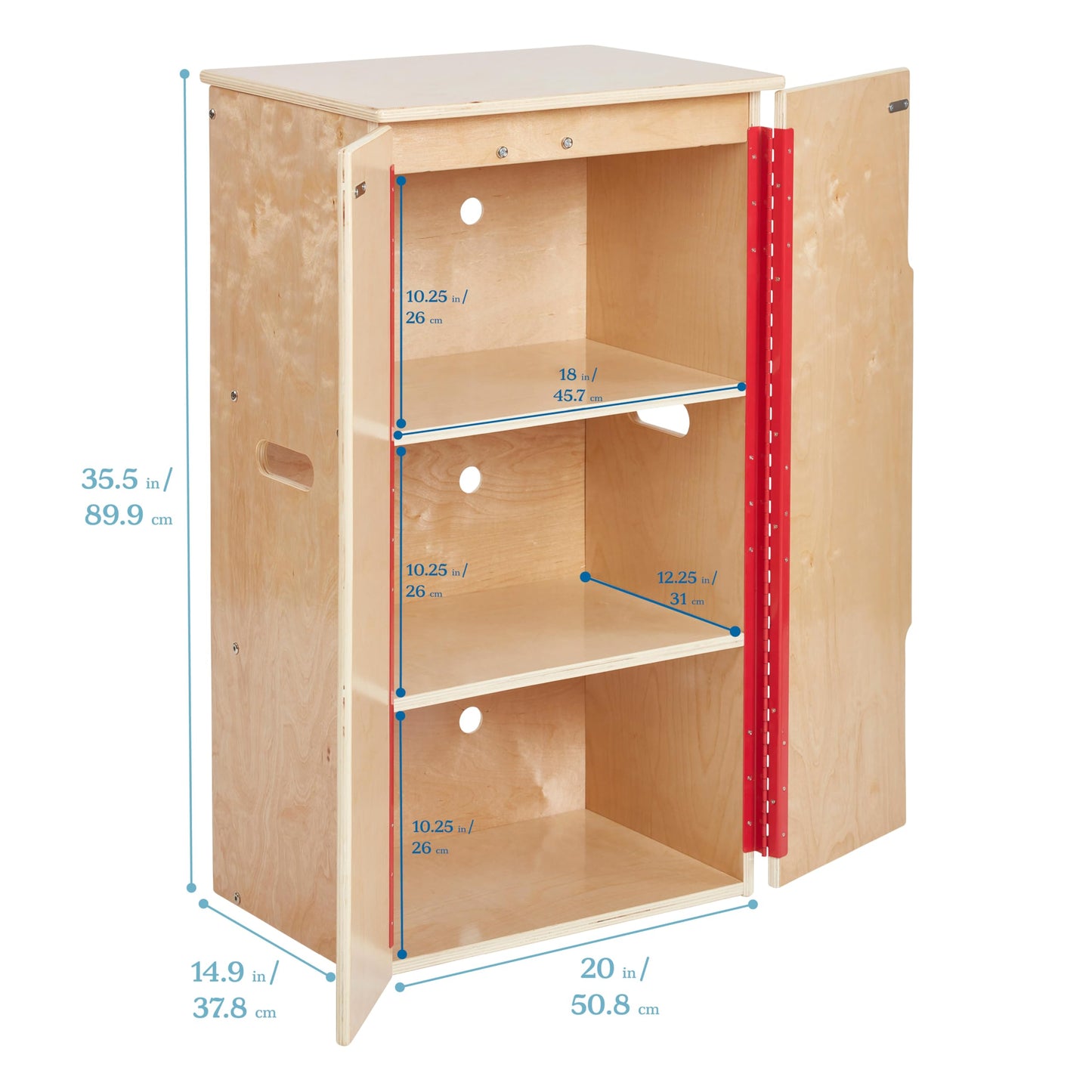 ECR4Kids Play Kitchen Refrigerator, Wooden Playset, Natural