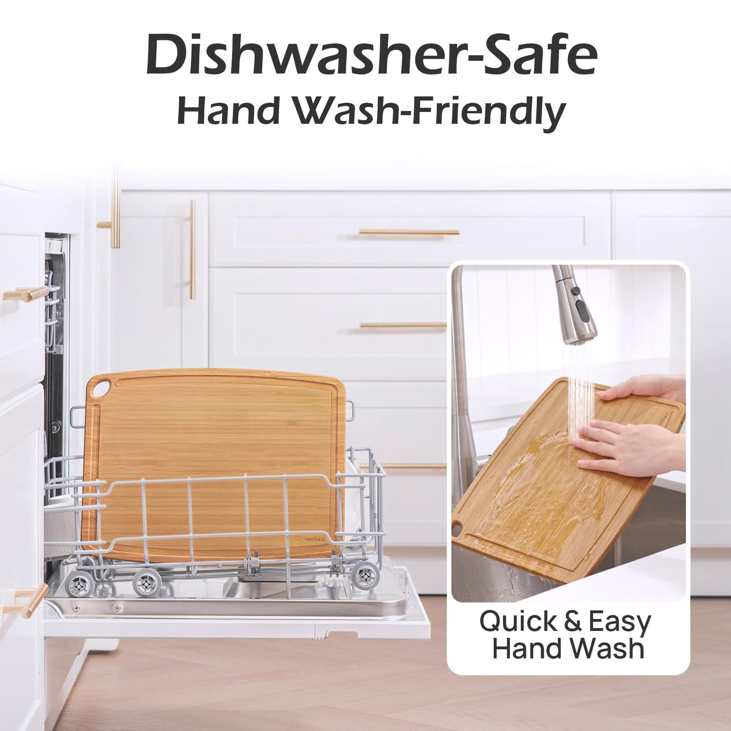 Dishwasher Safe Bamboo Cutting Boards Durable Lightweight Wood Cutting Board for Busy Kitchen, Easy Storage & Clean Wooden Chopping Boards Reversible with Juice Groove, Kitchen Gift for Home Cooks