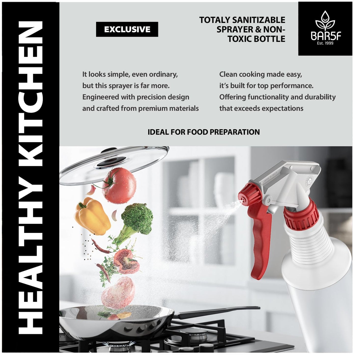 Bar5F Spray Bottle 16-Ounce for BBQ Grilling Smoking & Baking Food Grade Grill Spritzer Meat Smoker Butchers Tools & Chef Gadgets (1)