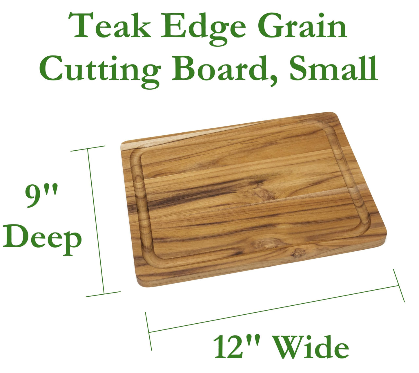 Lipper International 7215 Teak Wood Edge Grain Kitchen Cutting and Serving Board, Small, 12" x 9" x 5/8"