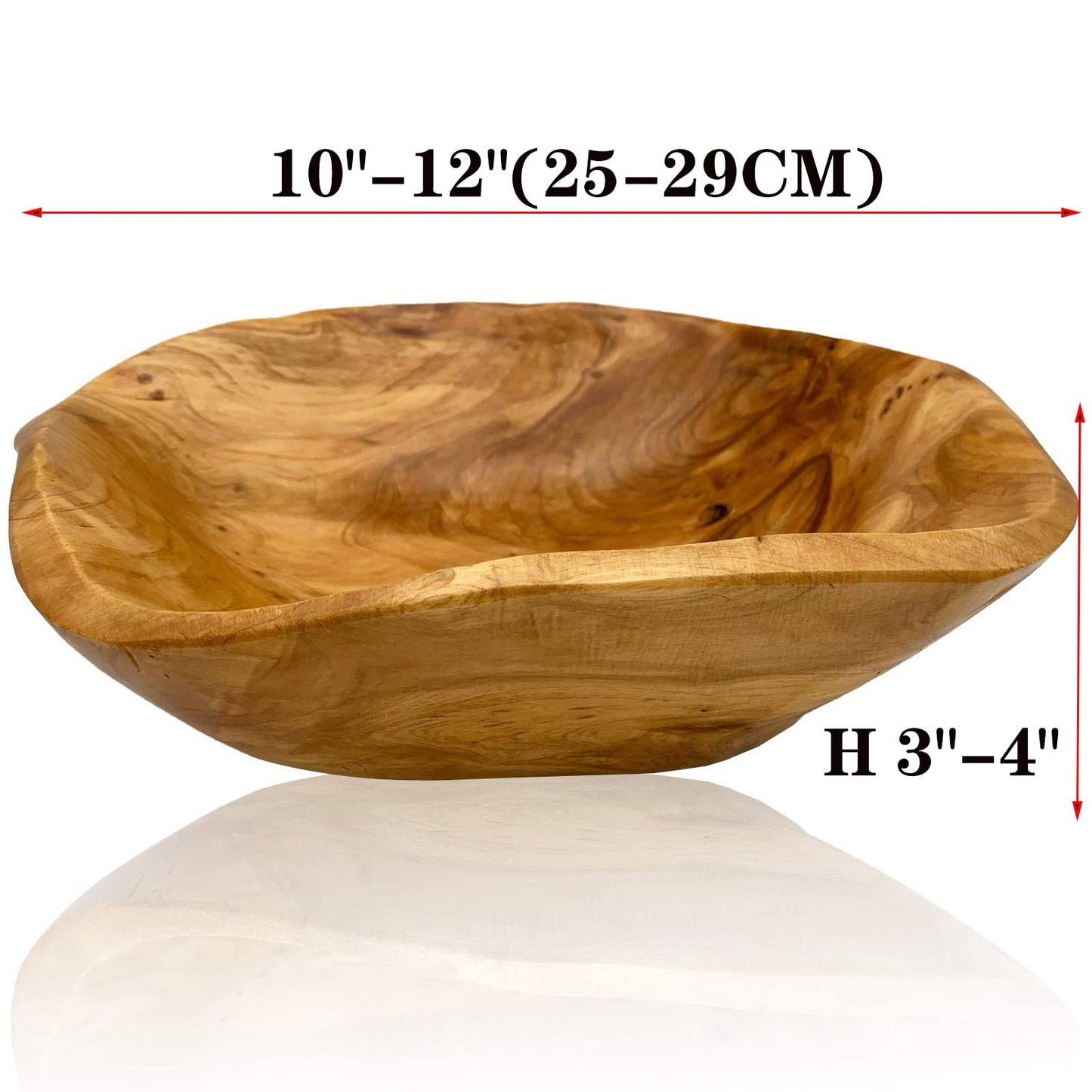 JFFLYIT Creative Wood Bowl Root Carved Bowl Handmade Natural Real Wood Candy Serving Bowl 10"-12"