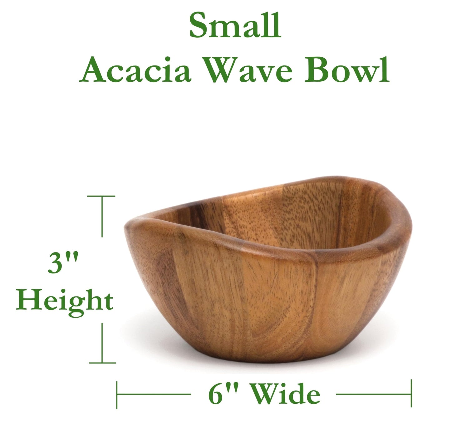 Lipper International Acacia Wave Serving Bowl for Fruits or Salads, Small, 6" Diameter x 3" Height, Single Bowl,20 fluif ounces