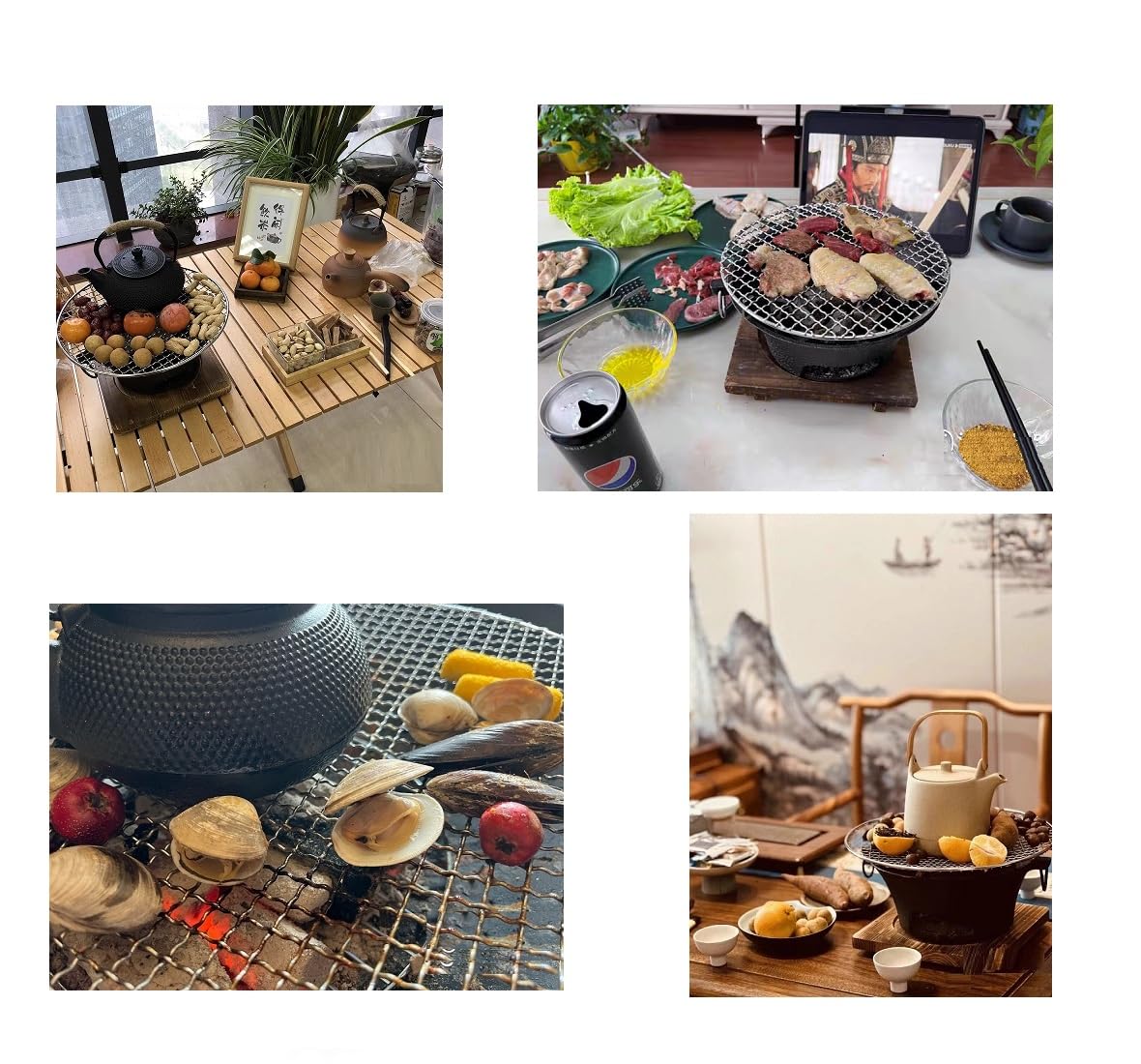 BBQ Charcoal Grill, cast iron charcoal grill,Hibachi Grill,Mini Charcoal Grill Camping Stove Portable Barbecue Stove, Stove for Indoor Outdoor Picnic BBQ Party,Home Picnic, Camping (10.2)