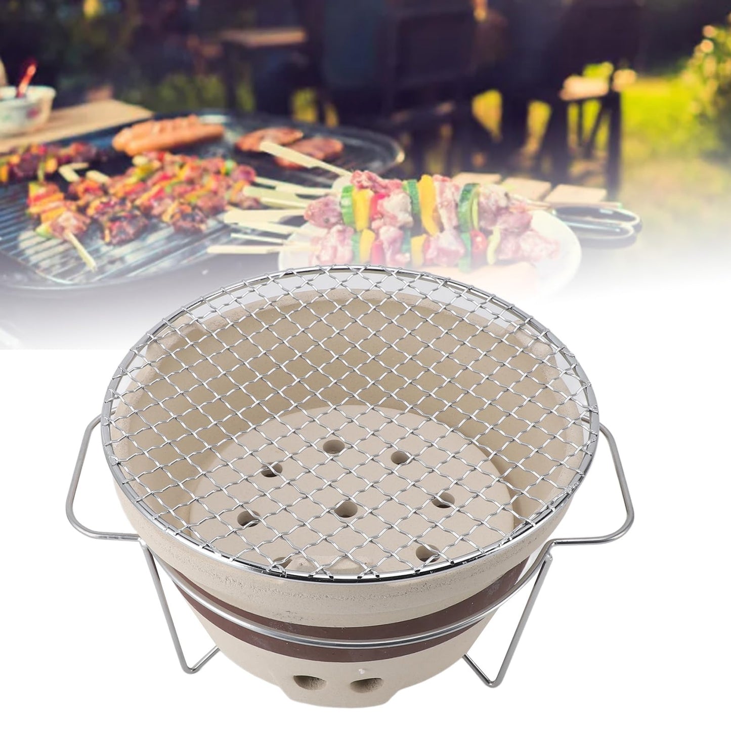 Generic Yakitori Grill, Table Top Charcoal Grill Konro Grill Korean Bbq Grill Clay Charcoal Stove Clay Grilling Tea Making Stove for Outdoor Barbecues Camping Traveling, 9.45x9.45x5.71in, #211
