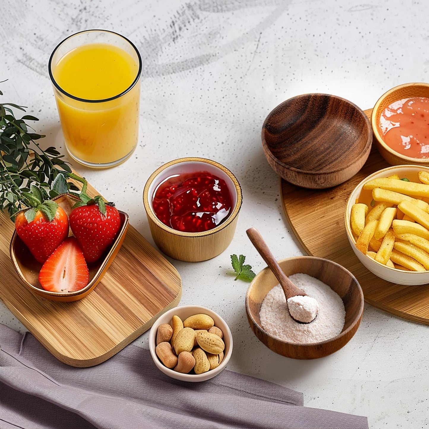 muso wood Wooden Dipping Bowls, 4 Pack Sauce Bowls, 2.5 oz Sauce Dish, Acacia Wood Sauce Bowls for Ketchup, Barbecue Sauce, Dressings, Appetizers