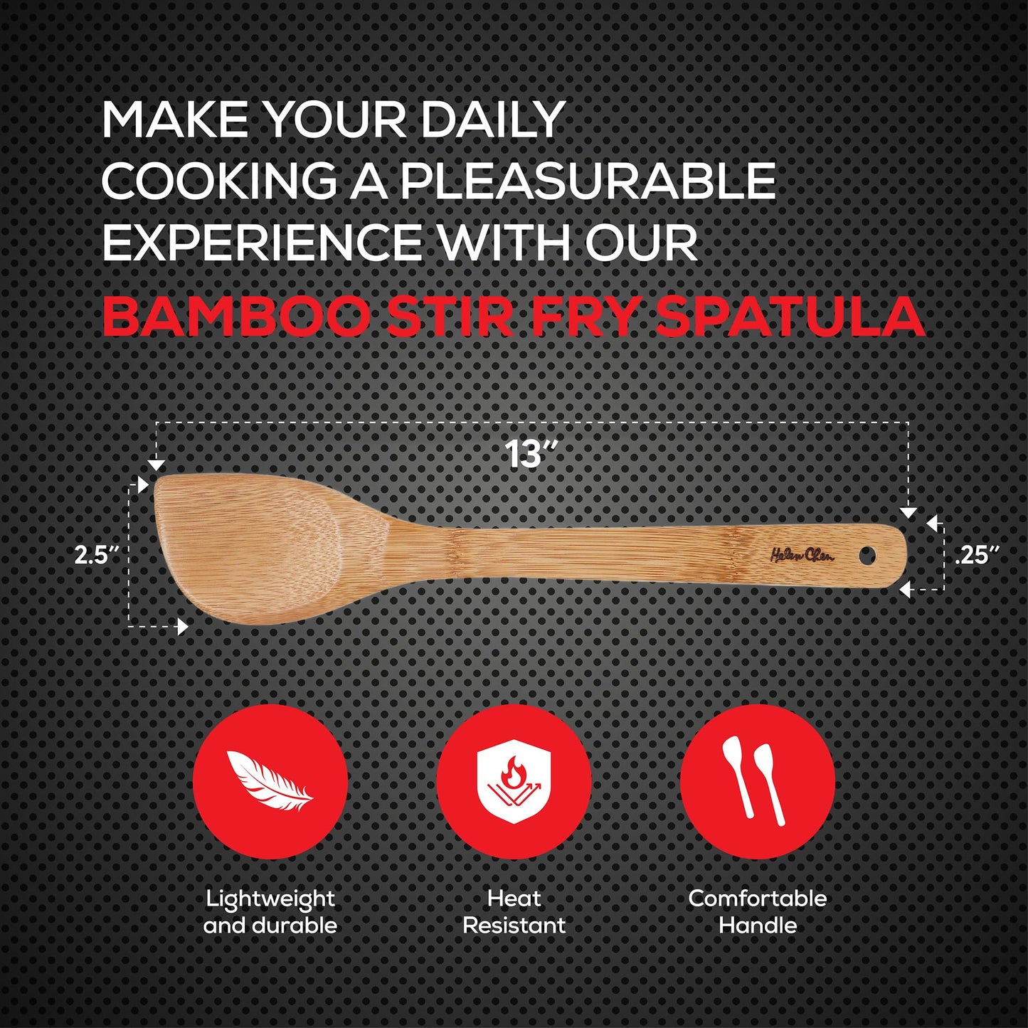 Helen’s Asian Kitchen Bamboo Stir Fry Spatula and Cooking Utensil, 13-Inch