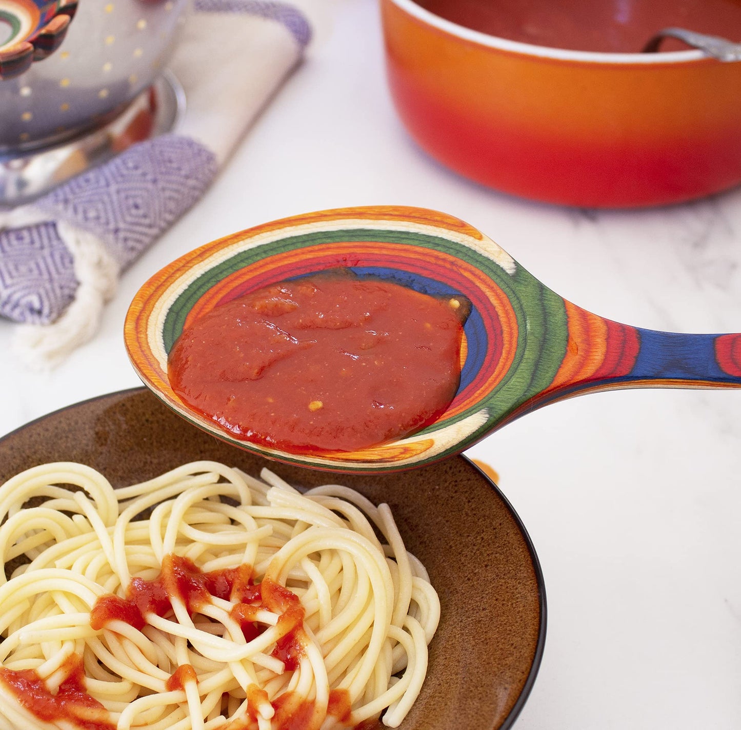 Totally Bamboo Baltique Marrakesh Collection 14" Grand Serving Spoon, Extra-Large Cooking Spoon, Safe for Use on Nonstick