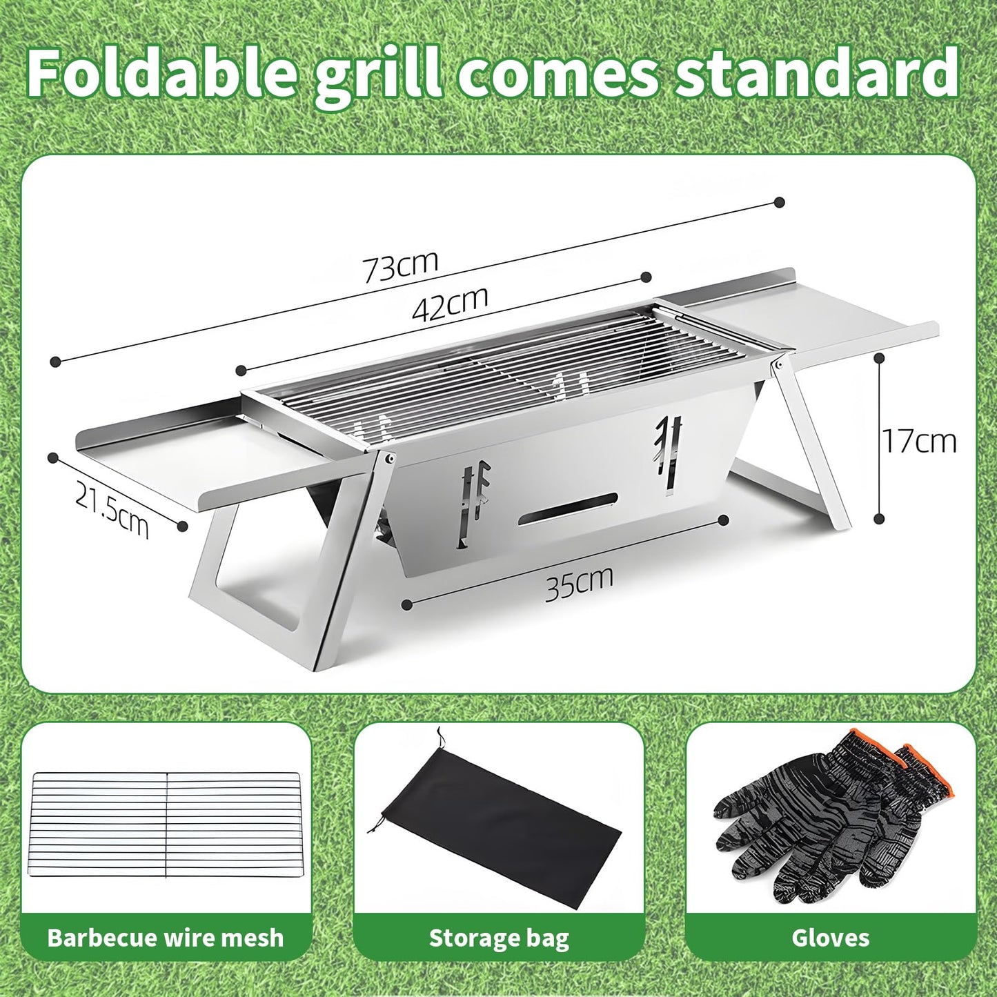 Stainless Steel Grill for Home Indoor Outdoor Camping Charcoal Convenient Folding BBQ Grill Silver Stand