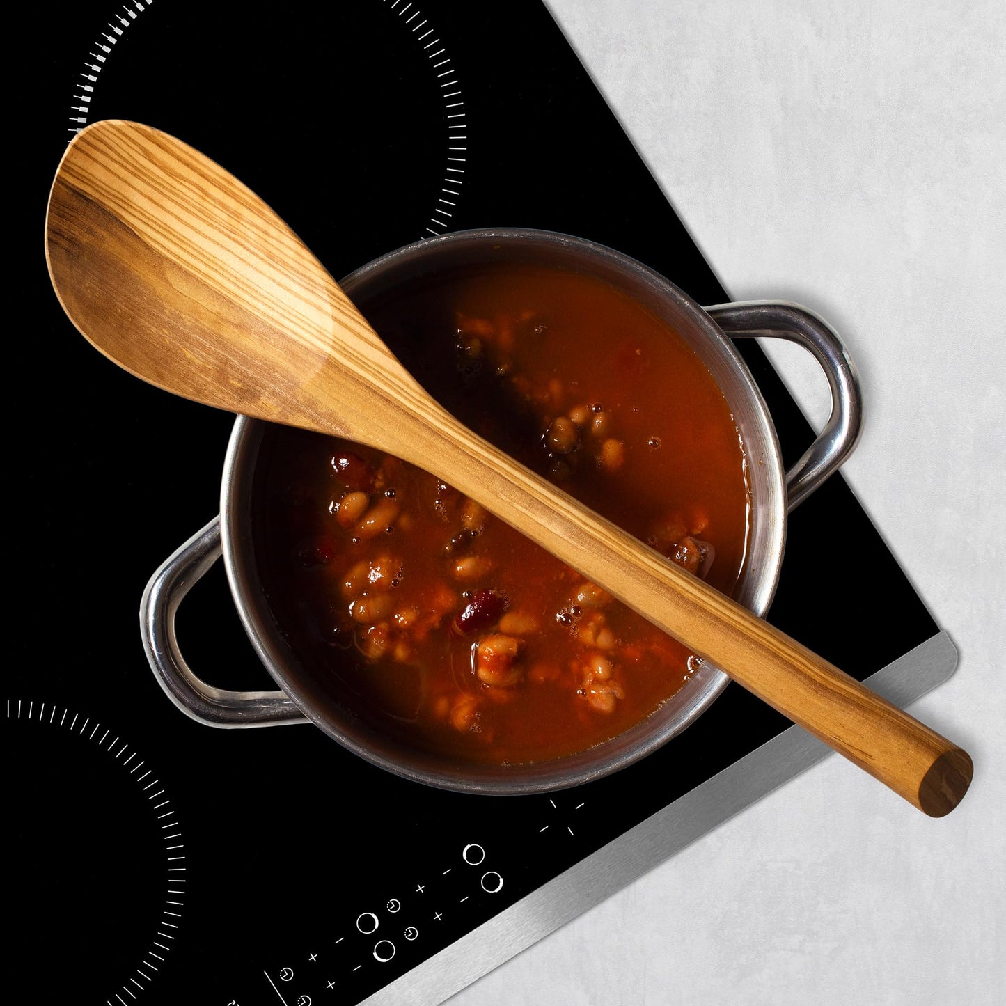 Rock & Branch Olive Wood Cooking Spoon, Wooden Mixing Spoon for Cooking, Safe for Nonstick Cookware, 13" Long