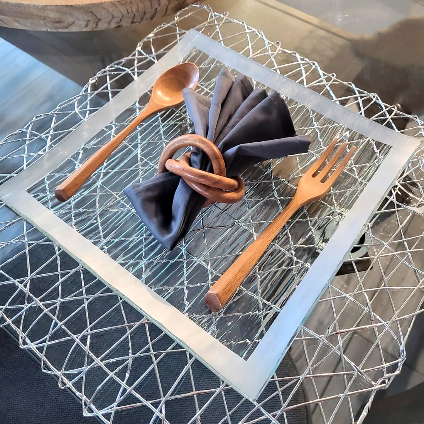 Kyien 6Pcs Wood Soup Spoons And Forks Sets 7.5In Natural Wood Eating Utensils Wooden Flatware Set, Eco Friendly Wood Cutlery Wooden Dinner Fork And Spoon, 3 Spoons and 3 Forks