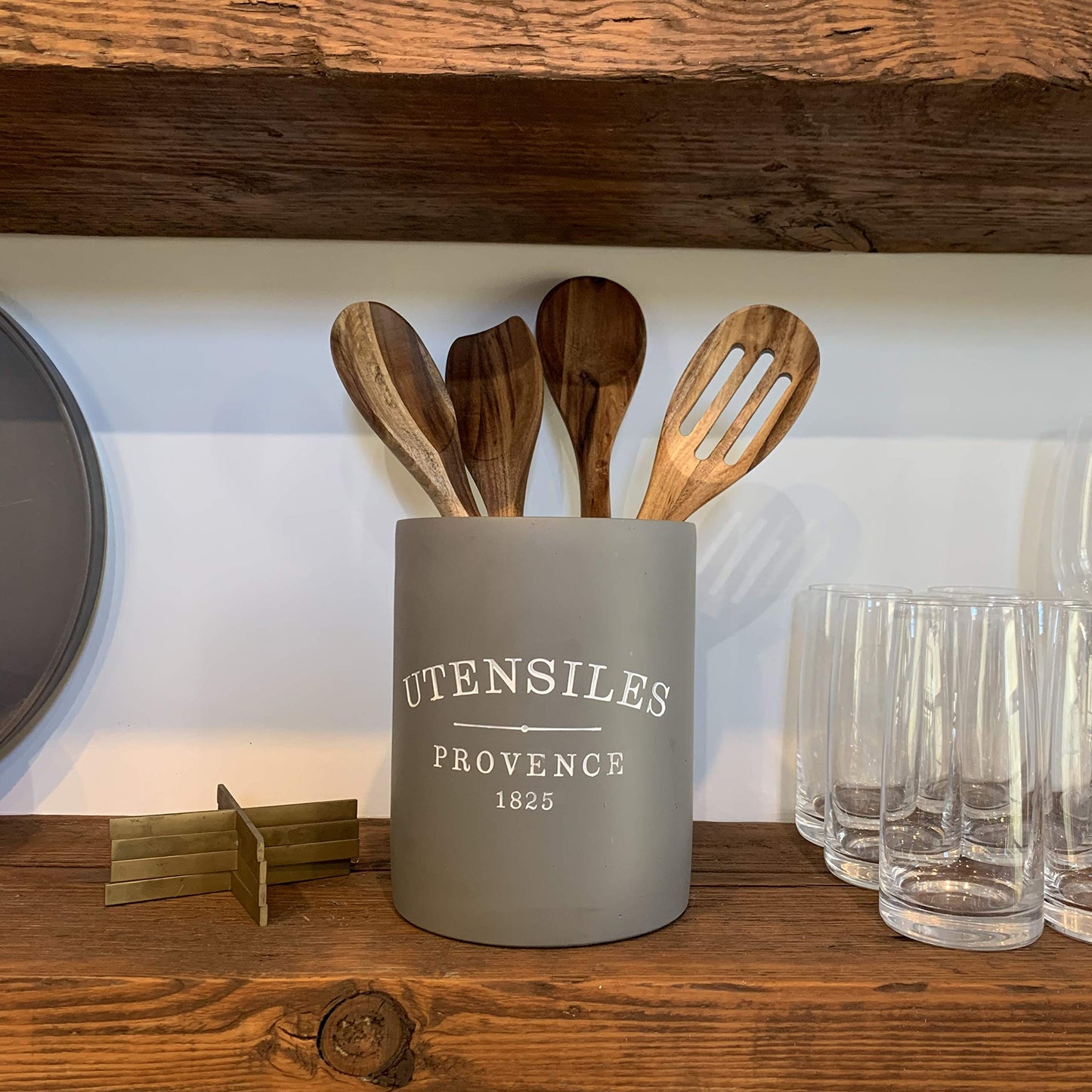 Ironwood Gourmet Acacia Wood Kitchen Utensil Set, Spatula, Slotted, Long and Regular Spoon, 4-Piece, Natural