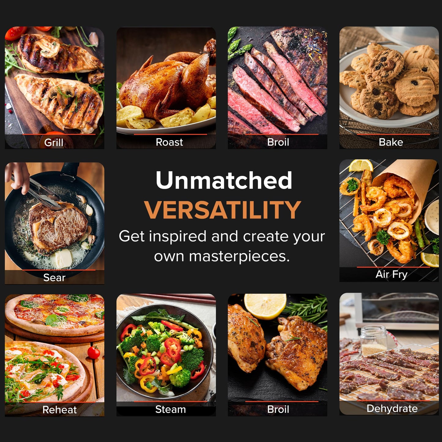 Nuwave Infra-Red Primo Grill Oven, Integrated Smart Thermometer, Nonstick Grill Bottom & Convection Top for Surround Cooking, Cook Fresh or Frozen, Durable Power Dome Included