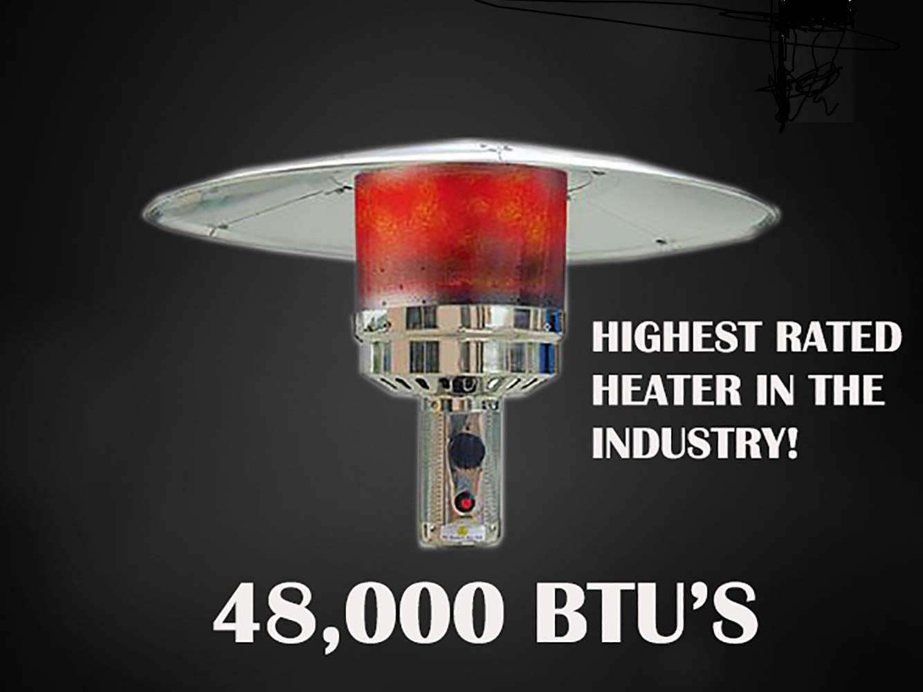 AZ Patio Outdoor Propane Gas Patio Heater, 48K BTU's, Open Door Design, Adjustable Table, Single pole, CSA approved, Hammered Bronze Finish - CookCave