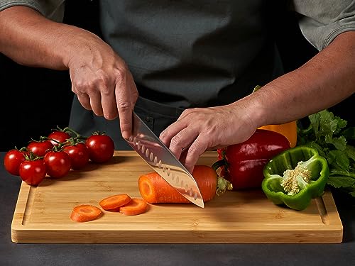 Bamboo Cutting Board for Kitchen, 18" Large Wood Charcuterie Cheese Board, Wooden Chopping Block with Side Handles and Juice Grooves - CookCave