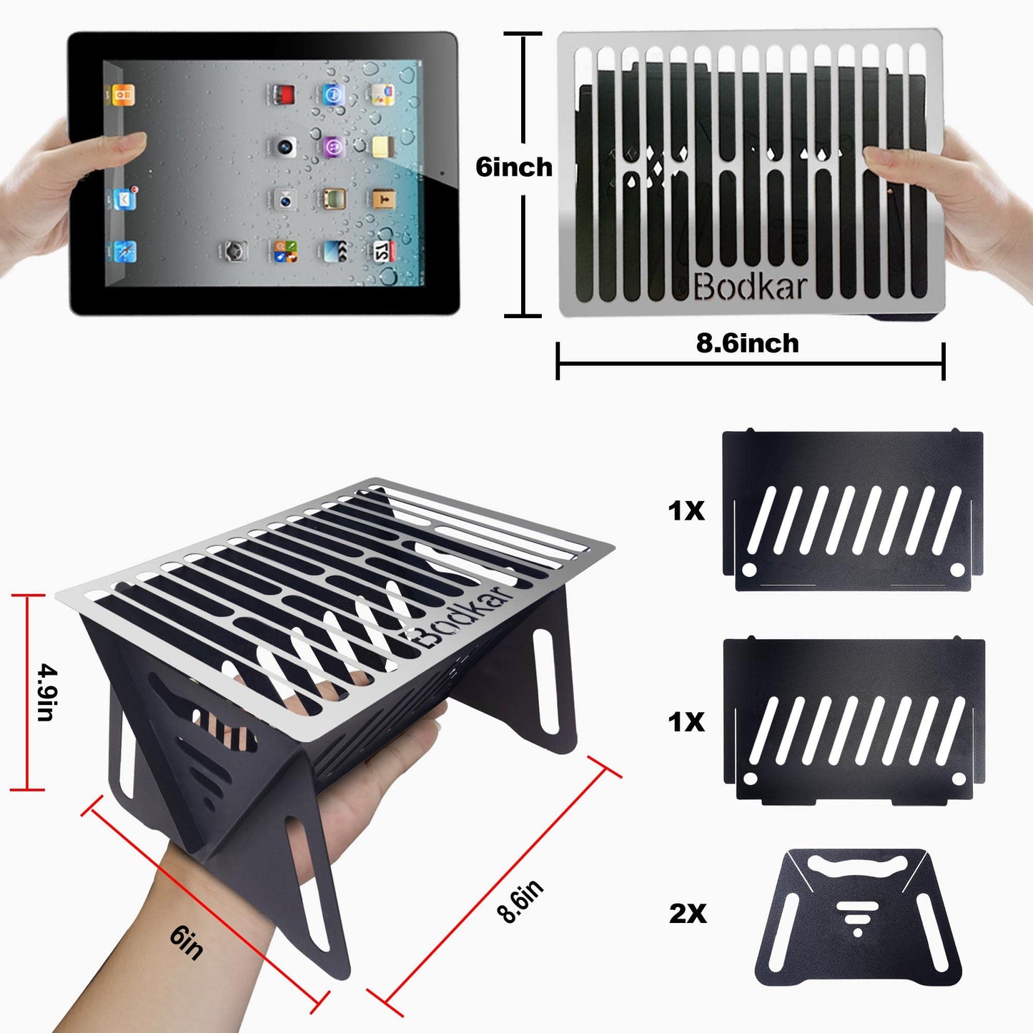 Bodkar Charcoal Grill, Portable BBQ Smoker - Lightweight Tabletop Outdoor Grill for Camping, Picnics, Garden, Beach Parties - 6"*4.6"*4.9 - CookCave