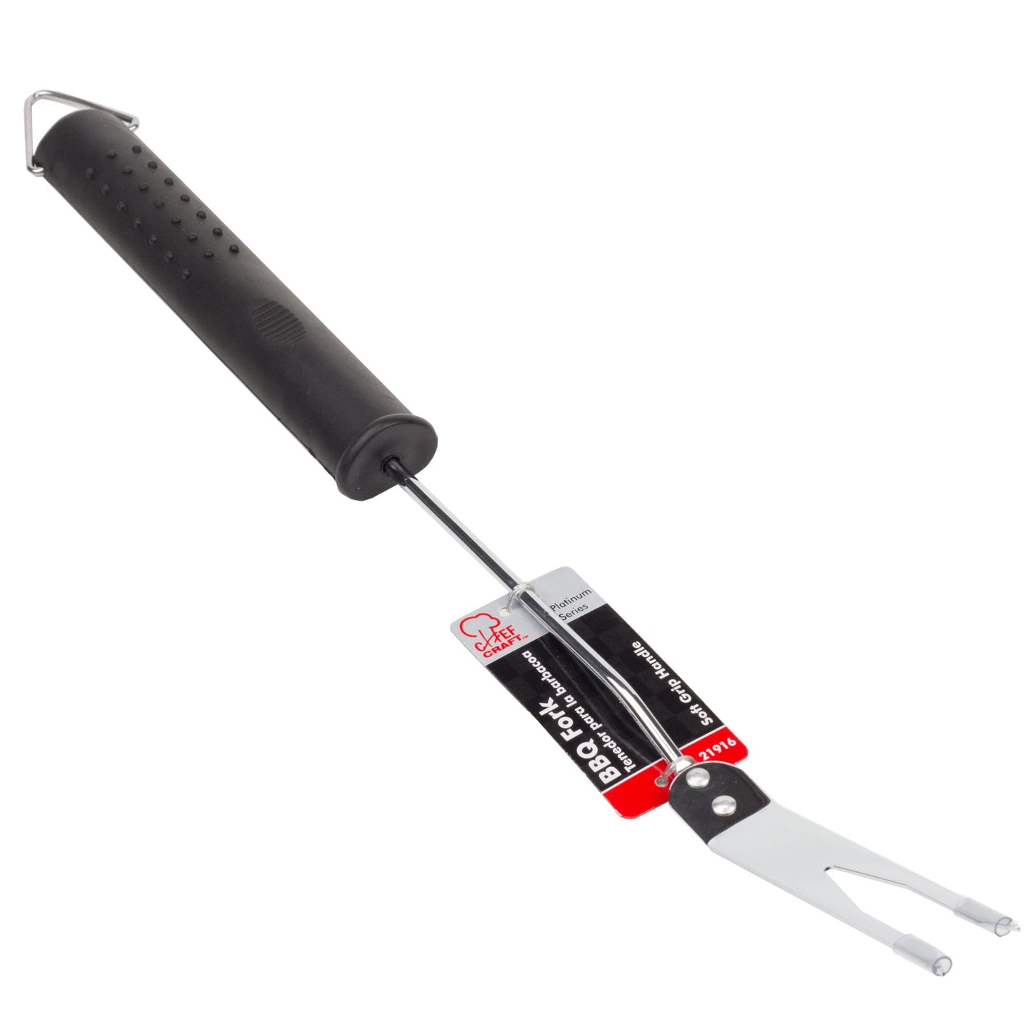 Chef Craft Barbecue Meat Fork with Rubber Grip, 17.5 inches in Length, Stainless Steel/Black - CookCave