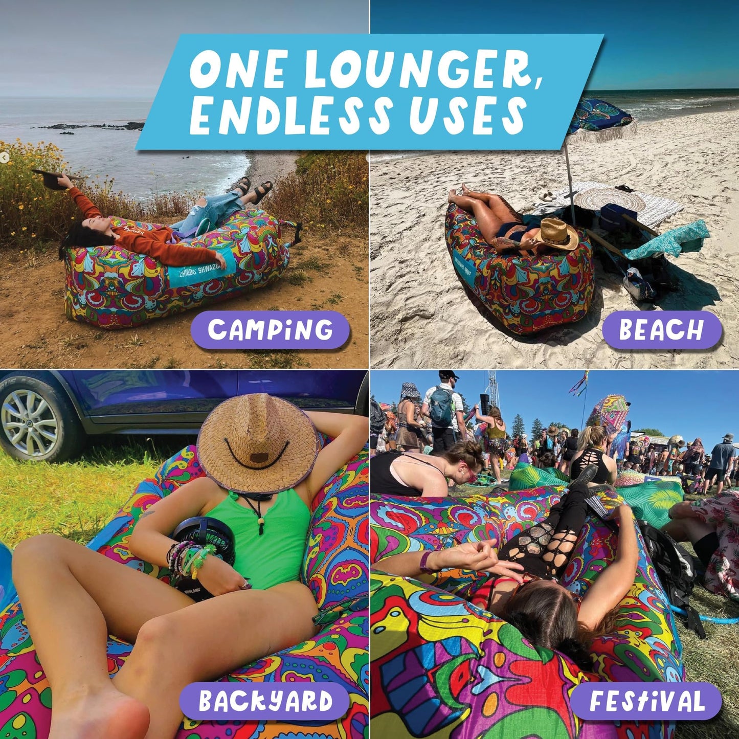 Chillbo Shwaggins Inflatable Couch – Cool Inflatable Lounger Easy Setup is Perfect for Beach Gear, Camping Fun and Festival Accessories. - CookCave