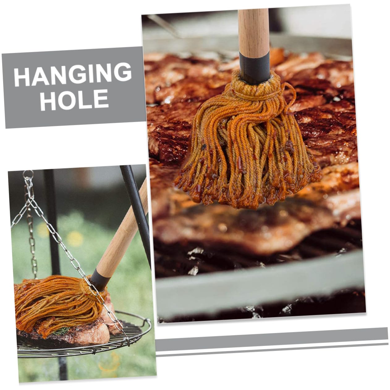 CIYODO Bbq Basting Mop Set 3 Piece Cotton Grill Brush for Bbq Sauce Oil Brush Basting Mop for Grilling - CookCave