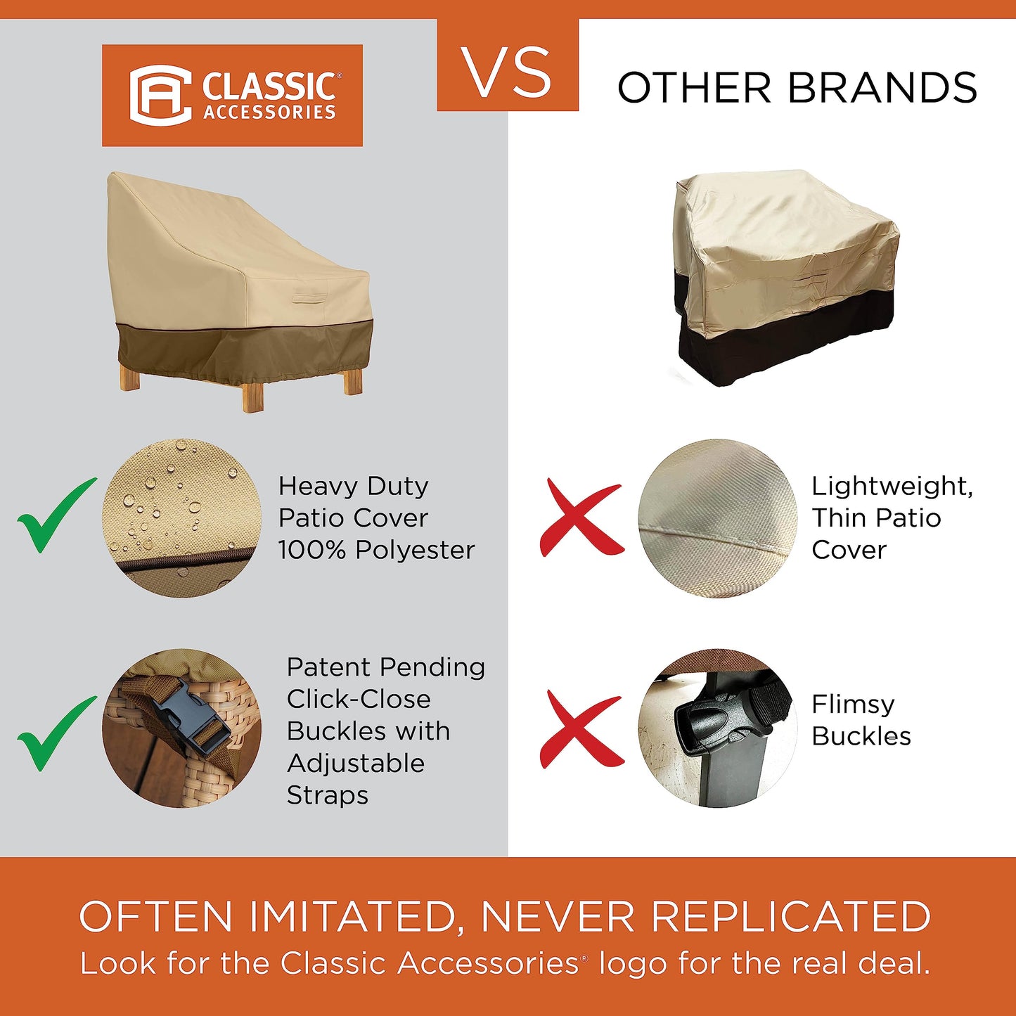 Classic Accessories Veranda Rectangular Water-Resistant 70 Inch BBQ Grill Cover, Pebble, X-Large, Grill Cover, Grill Cover for Outdoor Grill, BBQ Cover - CookCave