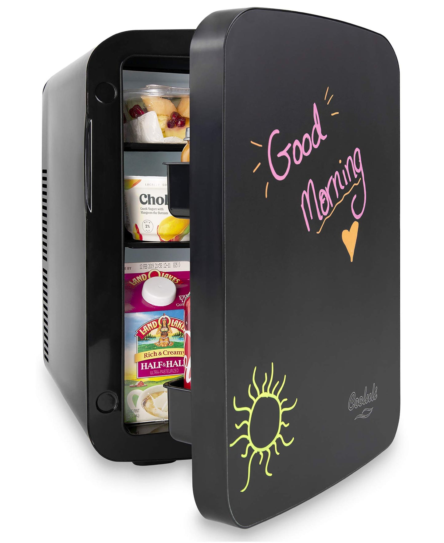 Cooluli 15L Mini Fridge with Magnetic Blackboard - Portable Small Refrigerator for Travel, Car & Office, V15LE2BK - CookCave