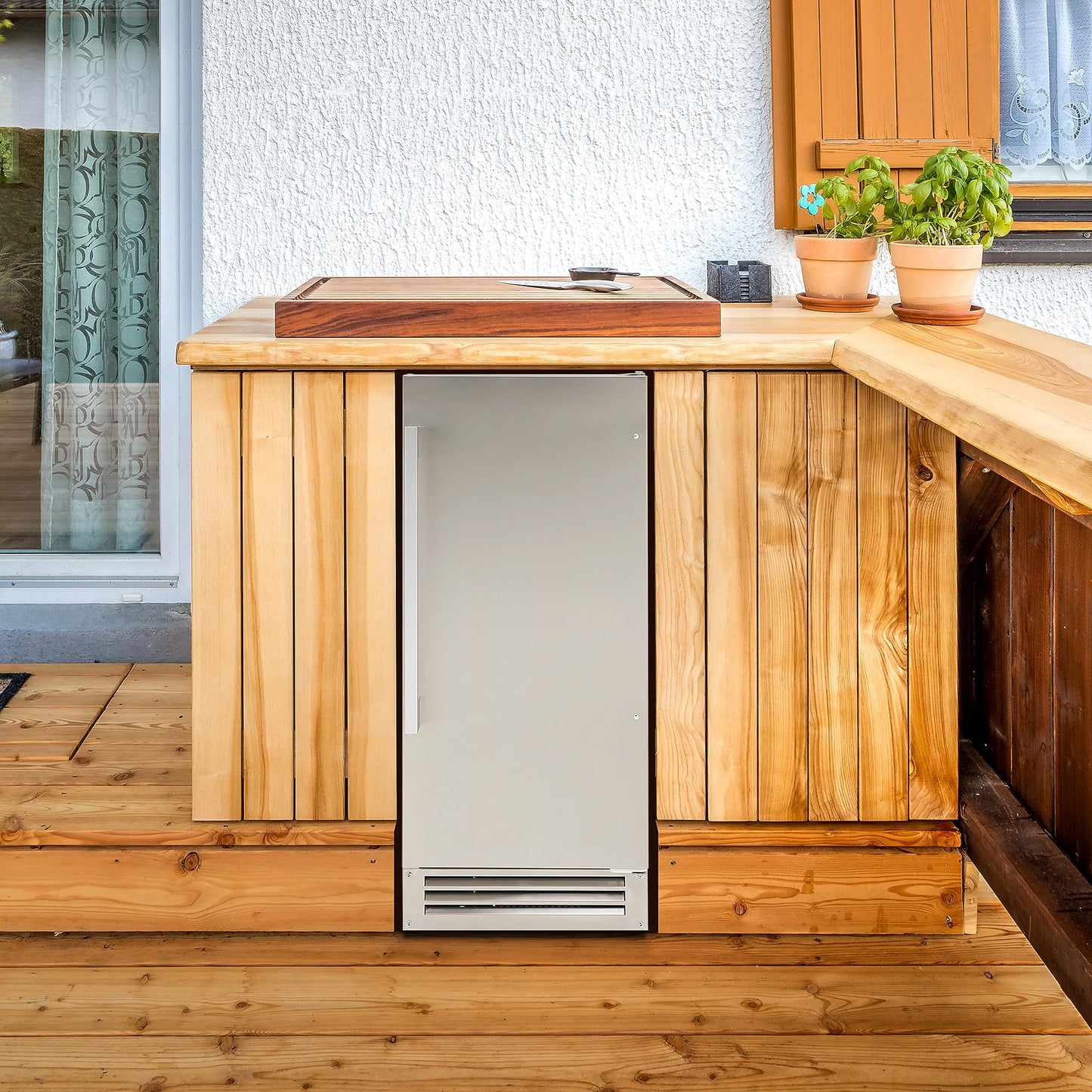 DUURA Elite Outdoor Built-in Ice Maker Stainless Steel Construction 25 lbs. Freezer Storage, Under Counter or Cabinet Ice Machine, for Commercial or Home Kitchen Use, Metallic - CookCave