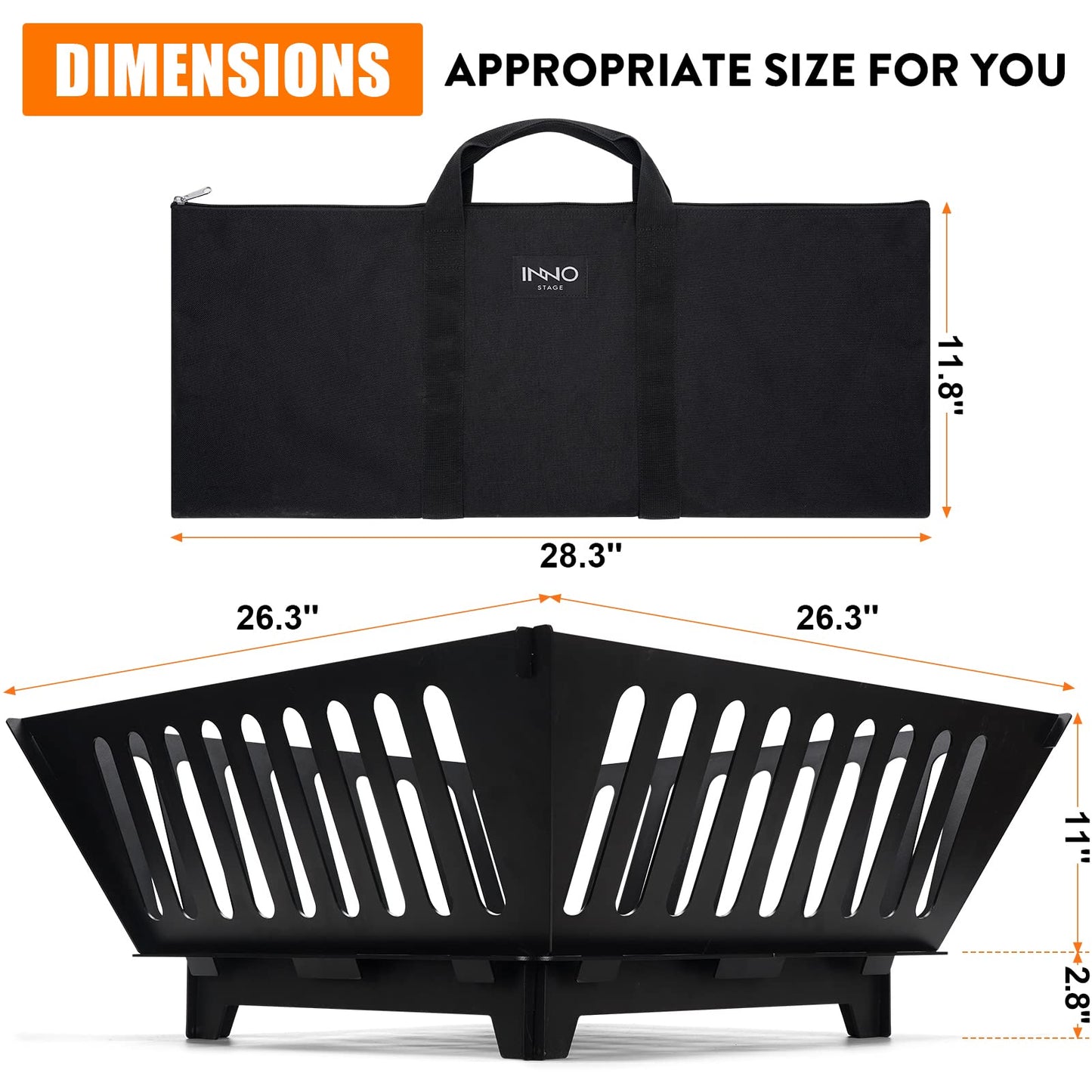 Fire Pit 25 Inch Outdoor Outside Wood Burning Portable Firepit Log Stove Fireplace for BBQ Camping Campfire Bonfire Backyard Garden Picnic Patio with Carrying Bag - CookCave