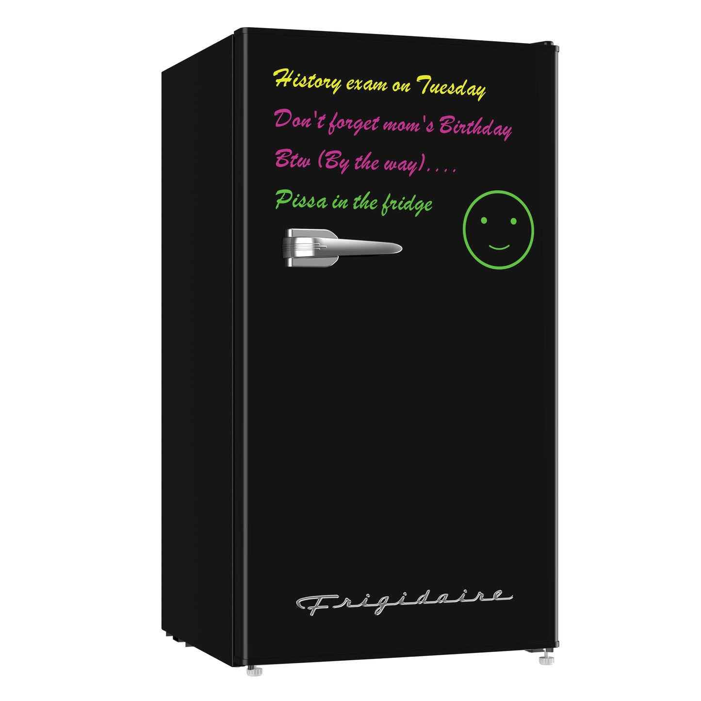 Frigidaire EFR331 Single Door Compact Refrigerator - Adjustable Thermostat Control - Reversible Doors - Front Blackboard, Write and Erase - Ideal for Dorm, Office, RV, Room - Black, 3.2 Cubic Feet - CookCave