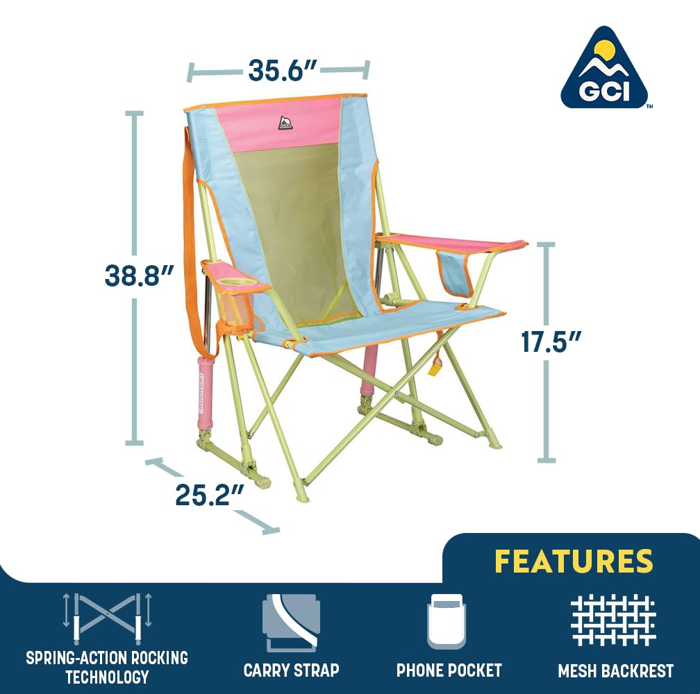 GCI Outdoor Comfort Pro Rocker Camping Chair | Portable Folding Rocking Chair with Durable Armrests & Drink Holder — Sweet Tea - CookCave