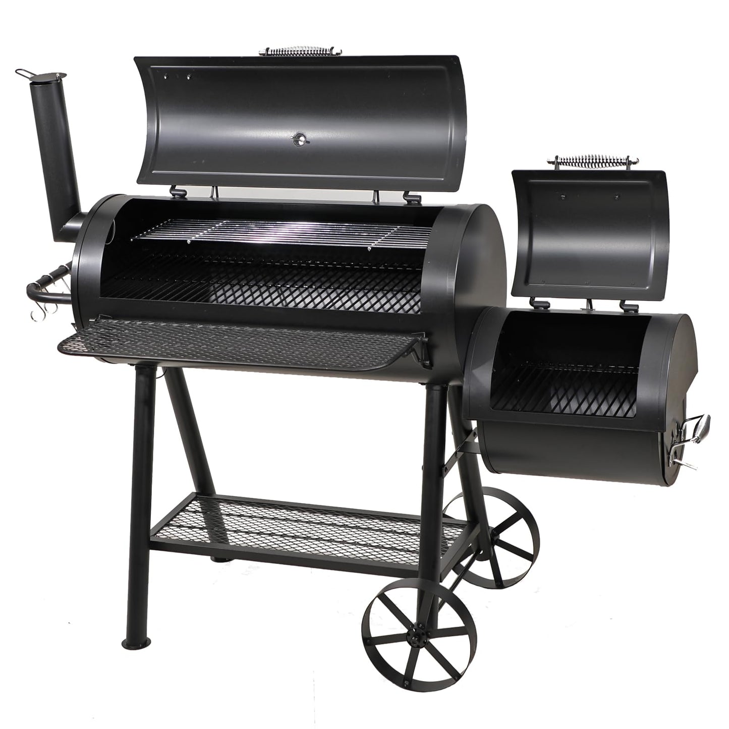 GREEN PARTY Offset Smoker Charcoal Grills with 37-Inch Cook Chamber, Barrel Smoker and Charcoal Grill Combo, 941 Sq. In. Space Barrel Charcoal Smoker Grill for Outdoor BBQ Patio Backyard Cooking - CookCave