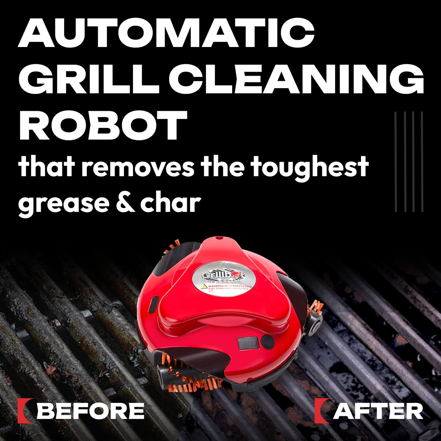 Grillbot Automatic Grill Cleaning Robot with Nylon Brushes, BBQ Grill Cleaner, Grill Brush, Grill Scraper, BBQ Accessories (Red Grillbot) - CookCave