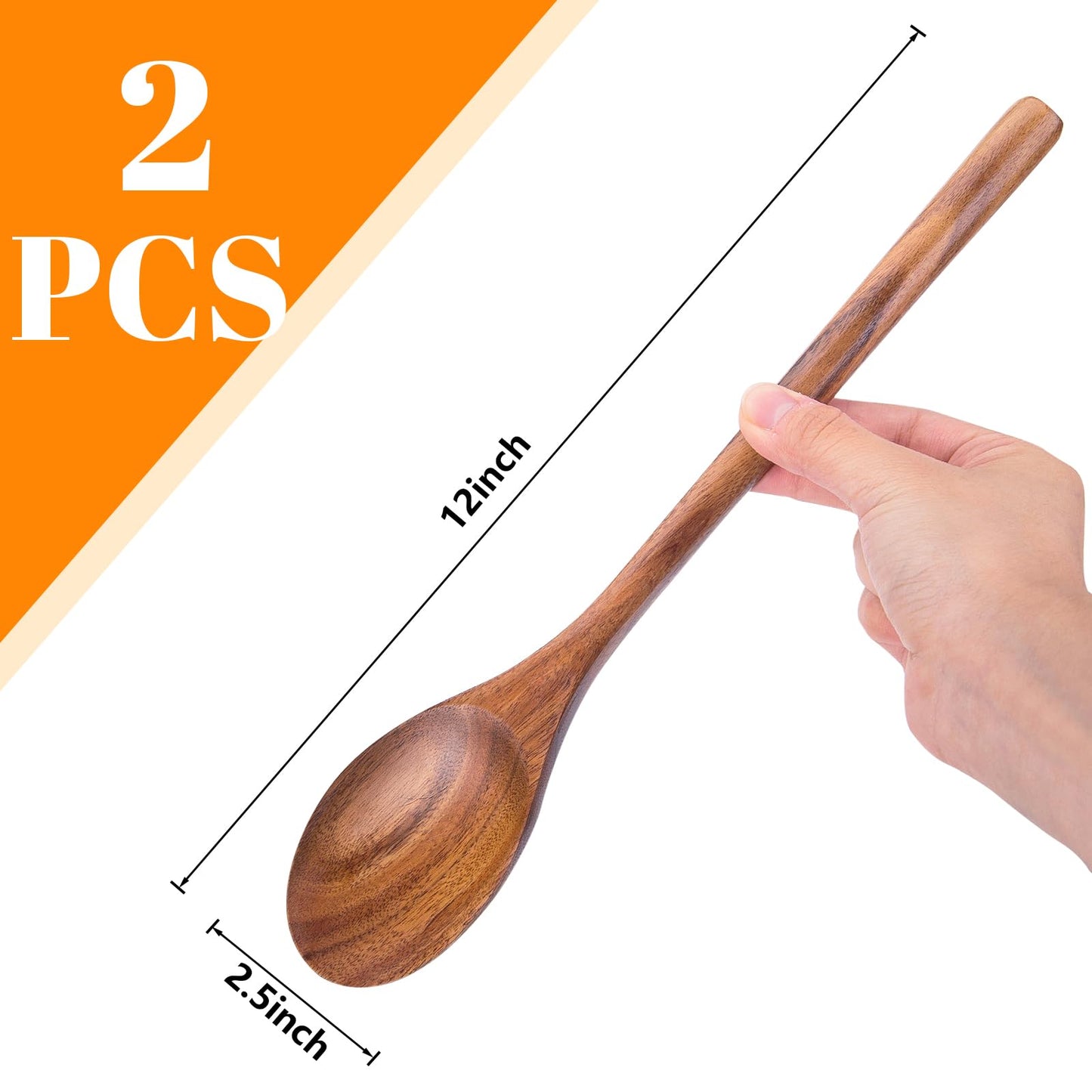 HAKSEN 2PCS Wooden Cooking Spoons, Wooden Kitchen Utensil Large Cooking Spoon for Cooking Serving Mixing - CookCave