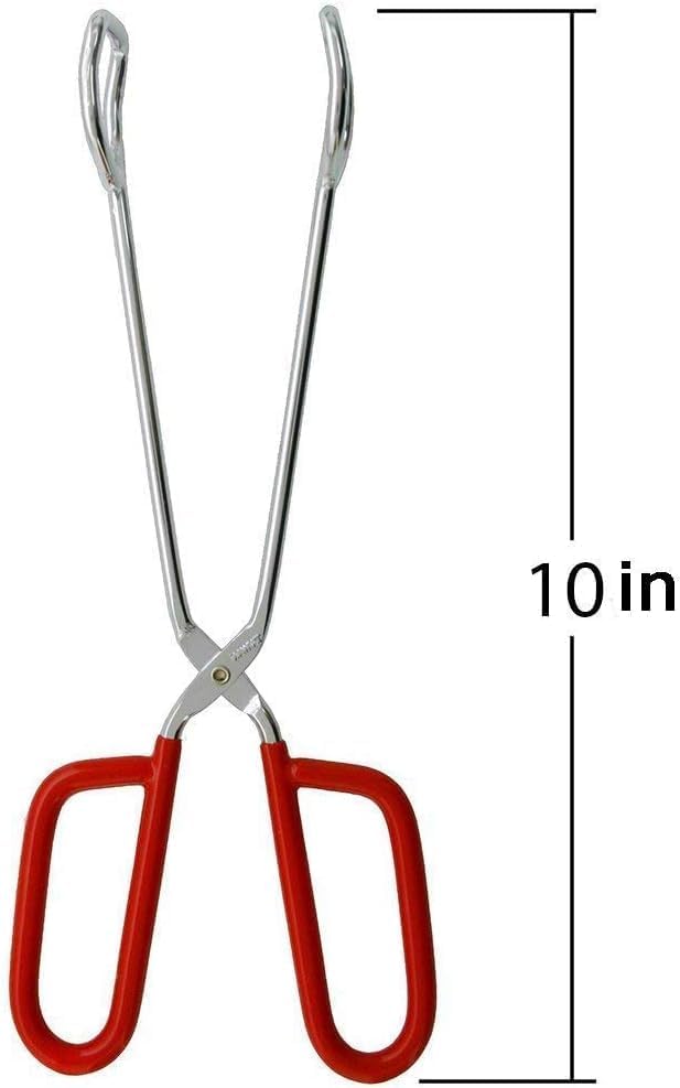 Hiash 10-Inch Heavy Duty Stainless Steel Kitchen Tongs - Non-Slip Comfortable Red Grip, Scissor Design, Heat Resistant for BBQ and Cooking - CookCave