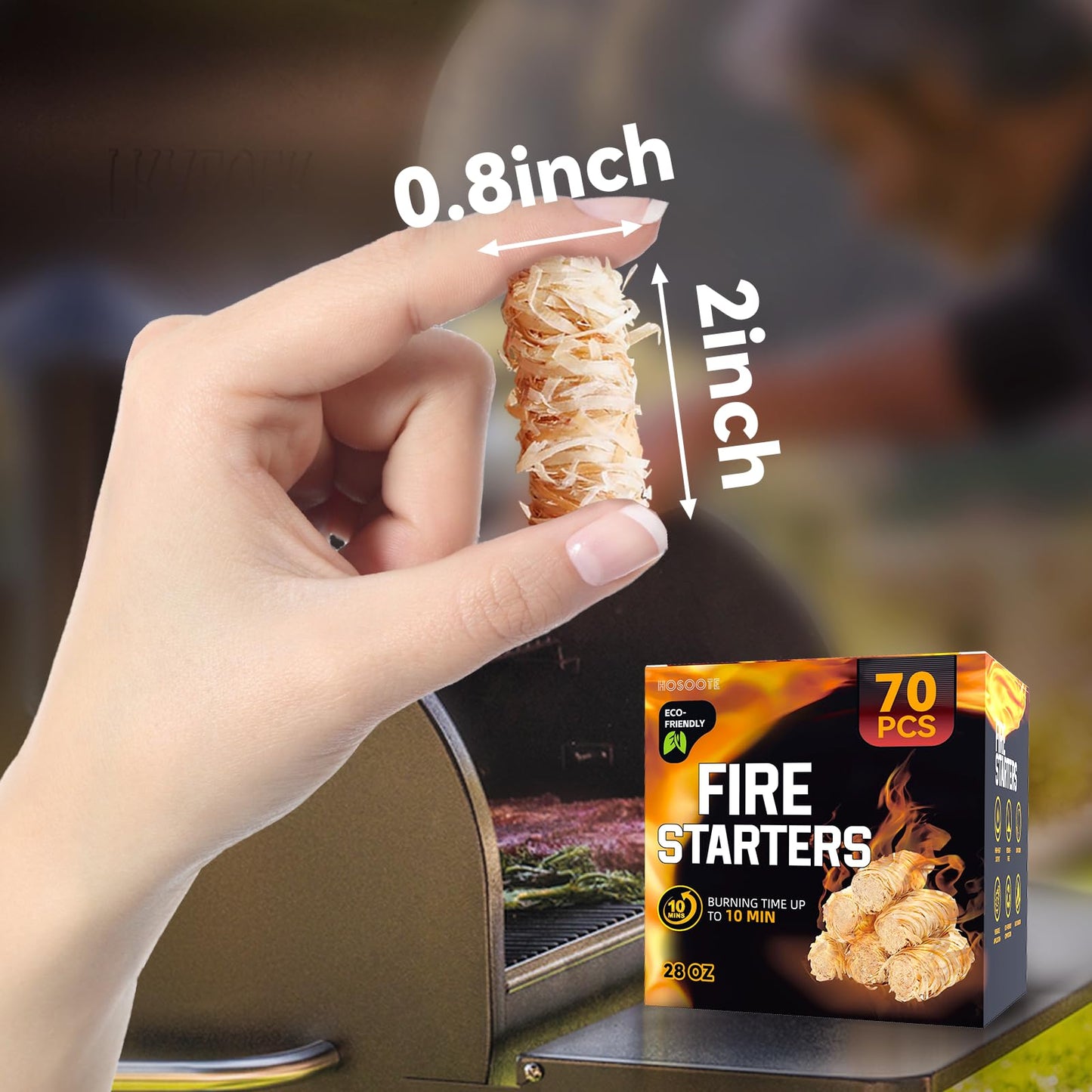 Hosoote 70 pcs Fire Starter - Natural Fire Starters for Fireplace, Pellet Stove & Wood, Campfires, BBQ, Pizza Oven, Fire Pit, Smoker - Fire Starters for Grill, Charcoal Fire Starter for Grill - CookCave