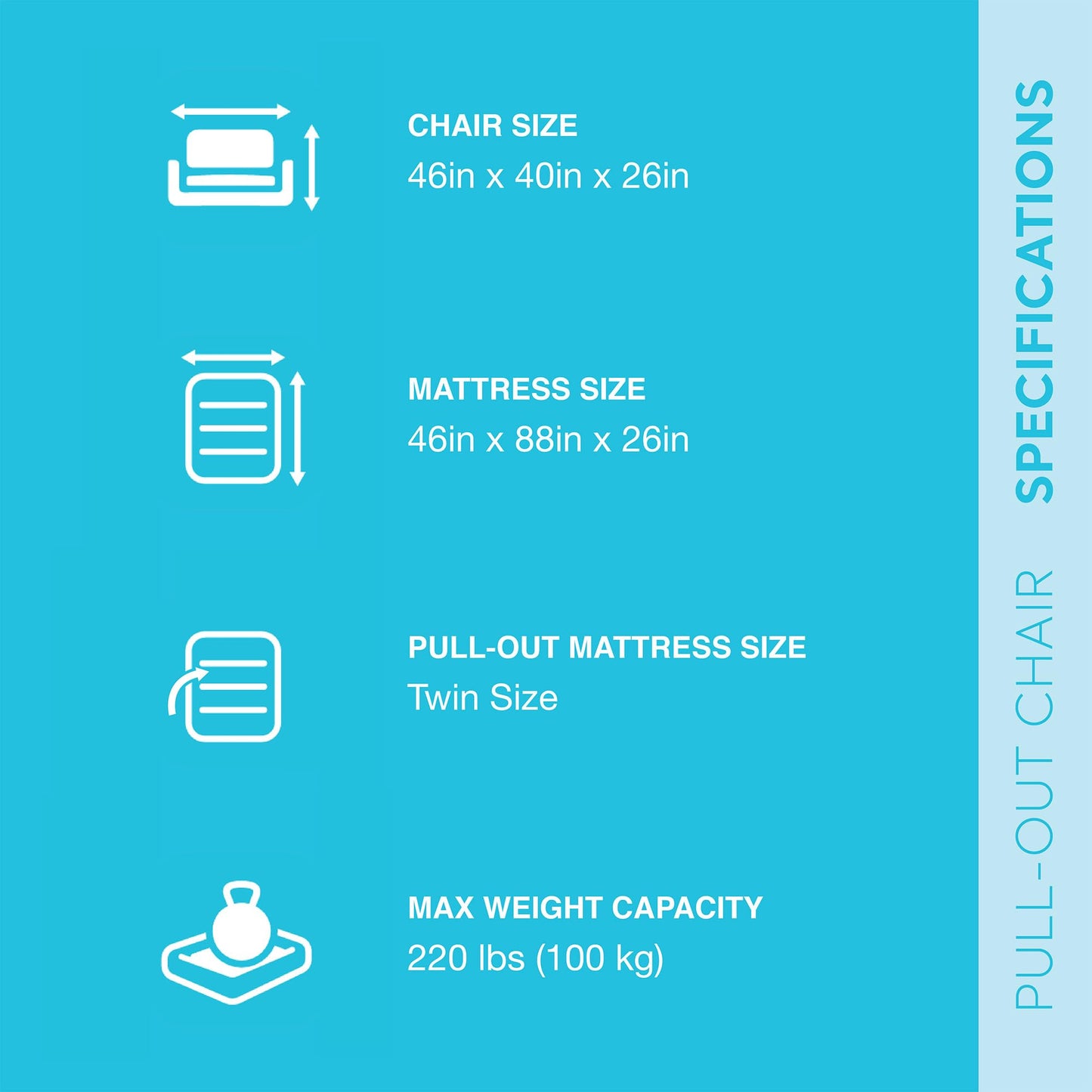 Intex 66551EP Inflatable Pull-Out Chair: Built-in Cupholder – Velvety Surface – 2-in-1 Valve – Folds Compactly – 80" x 91" x 26" - CookCave