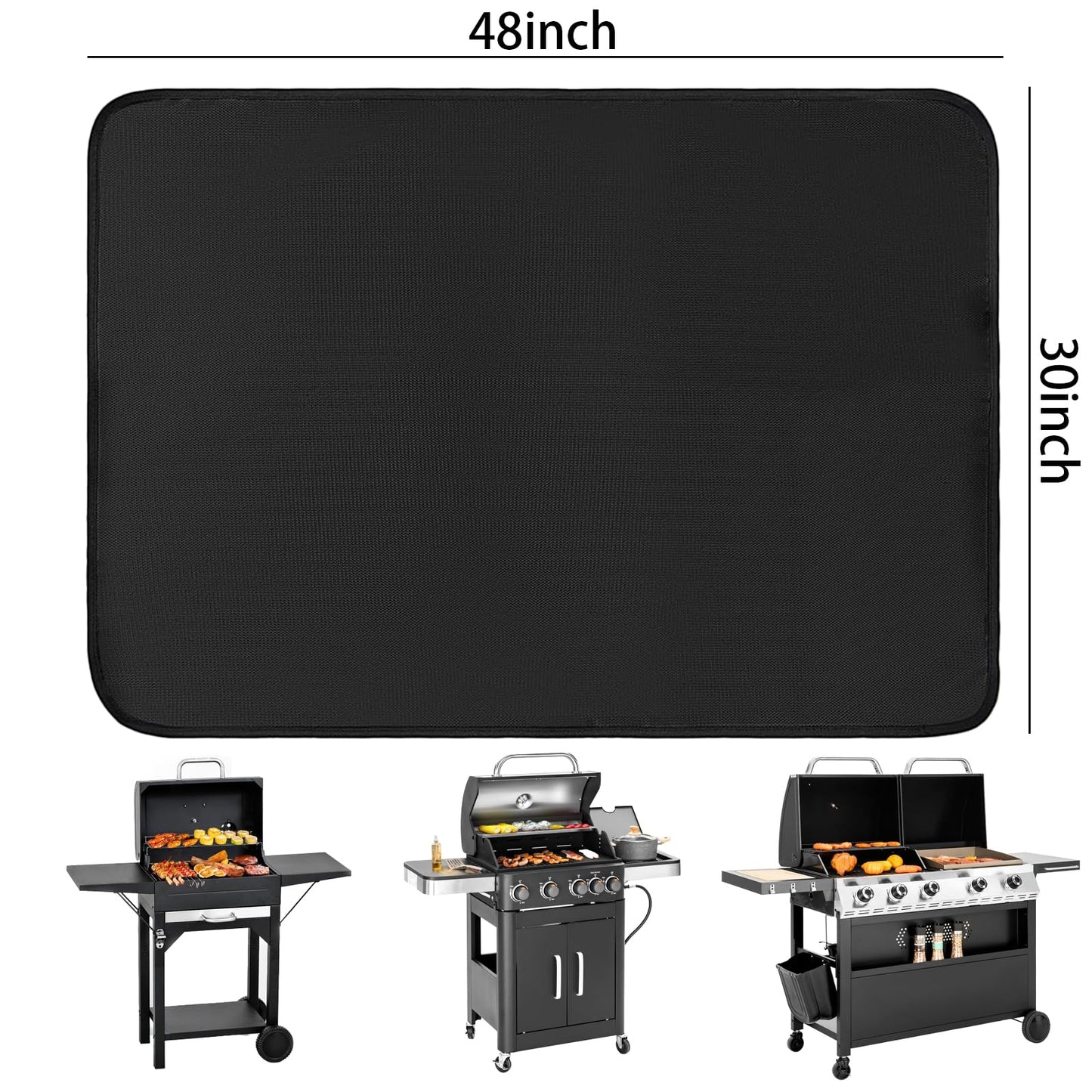 JUSMSS 48x30 Inches Under Grill Mats for Outdoor Grill, Double-Sided Fireproof, Waterproof & Oil-Proof BBQ Matt for Under Grill, Deck, Patio & Grass Protector, Fire Pit Mat & Fireplace Mat - CookCave