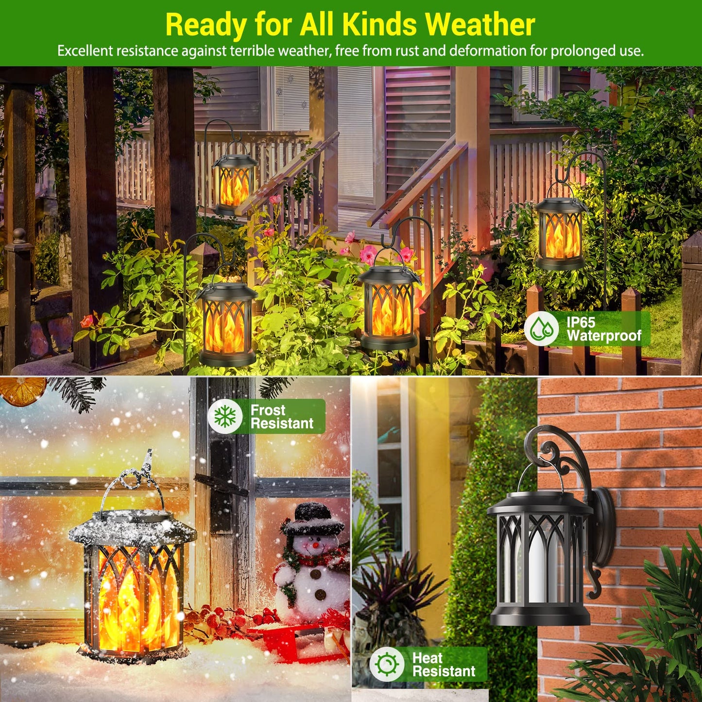 KOOPER 4 Pack Solar Lantern Outdoor Lights, Upgraded Flickering Flame Solar Lanterns Lights Outdoor Waterproof, Hanging Lantern Decorative, Solar Powered Lanterns for Yard Patio Path Tree Garden Decor - CookCave